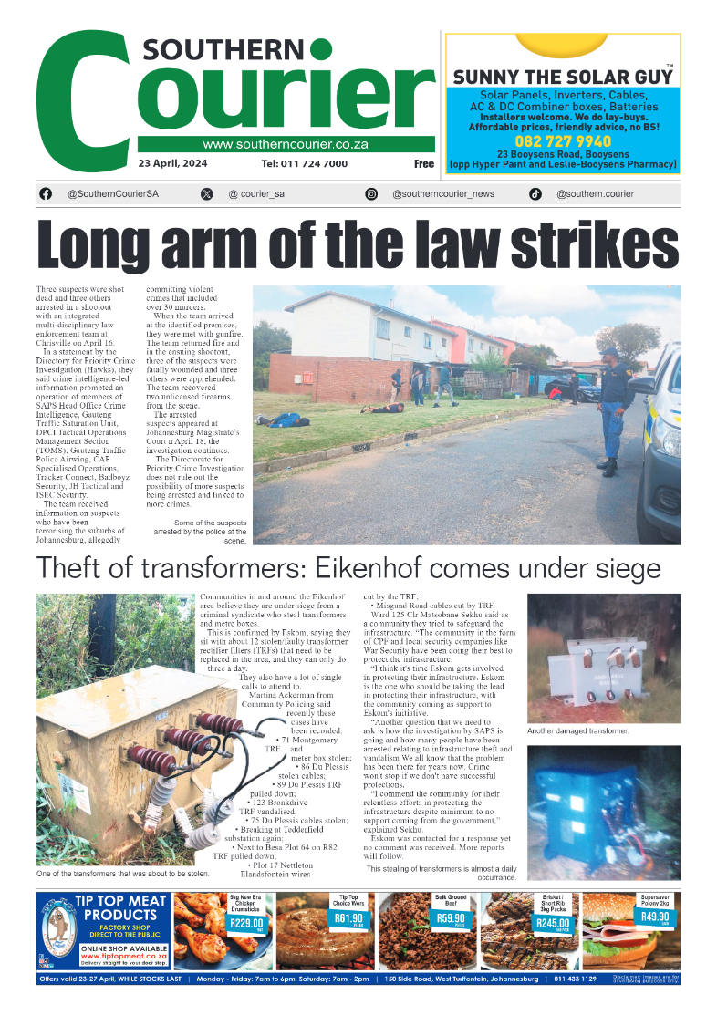 Southern Courier 26 April 2024 page 1