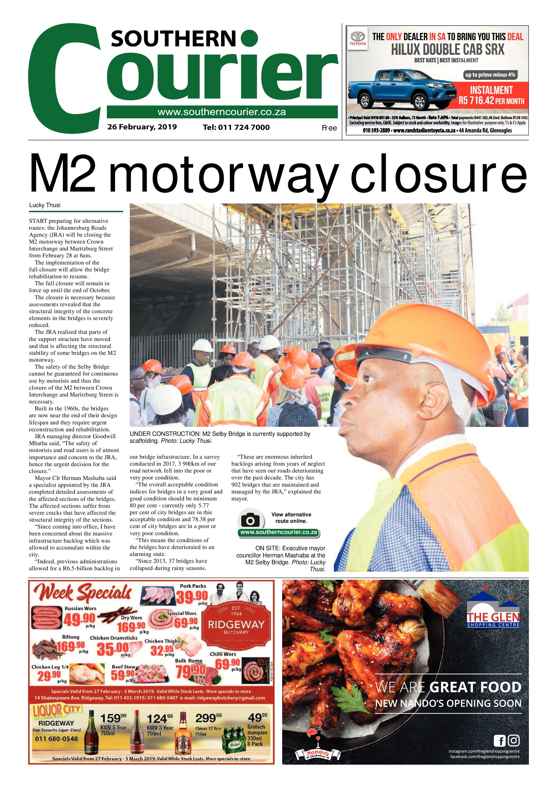 Southern Courier 26 February 2019 page 1