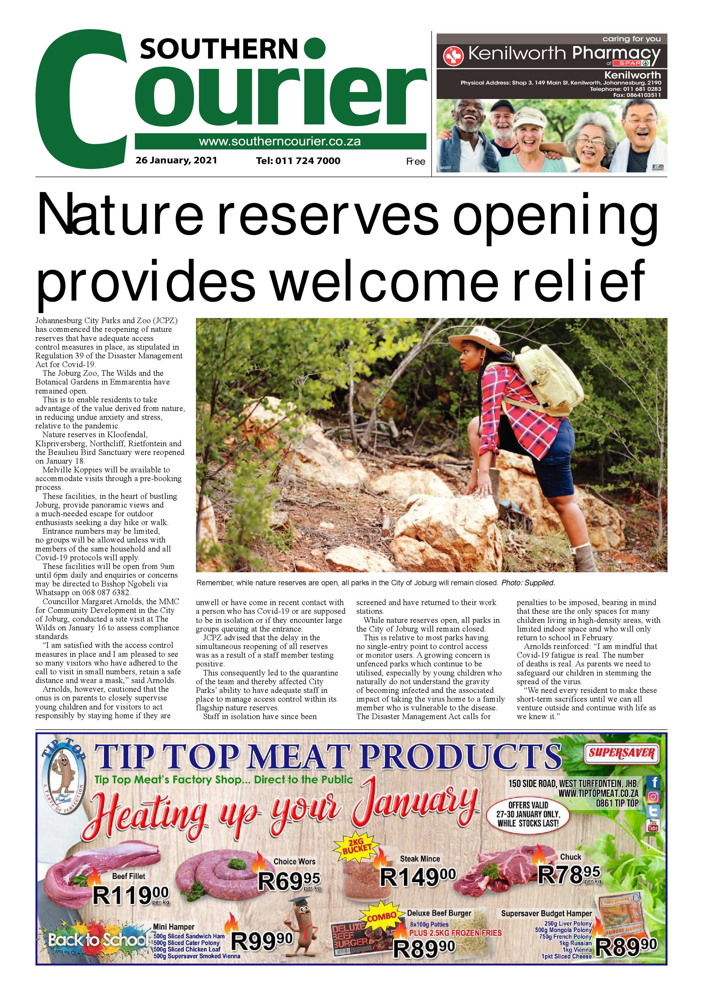 Southern Courier 26 January 2021 page 1