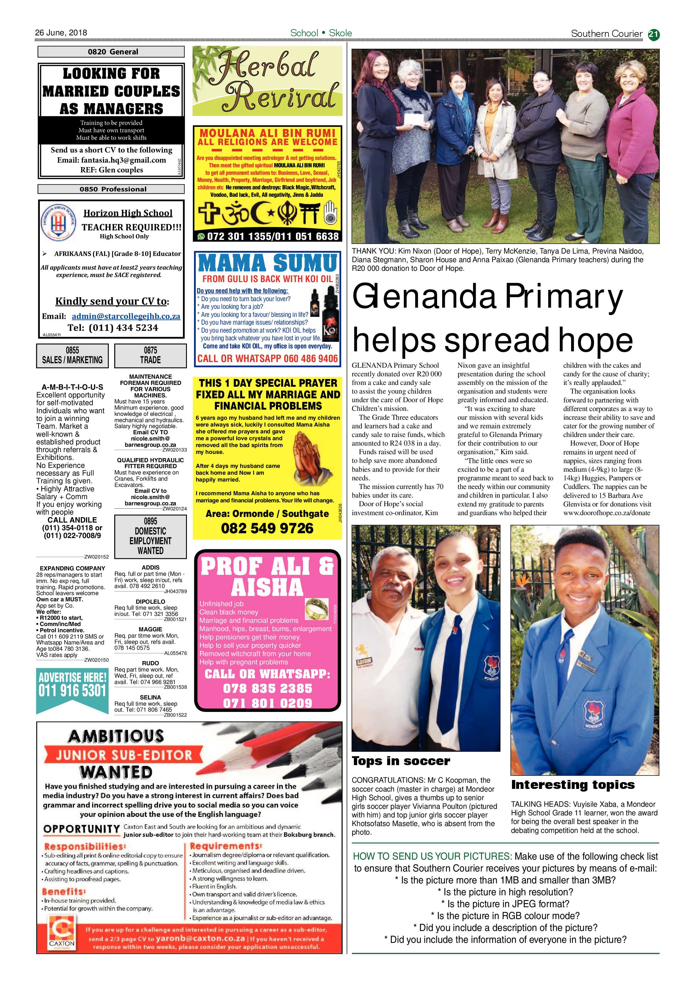Southern Courier 26 June 2018 page 21