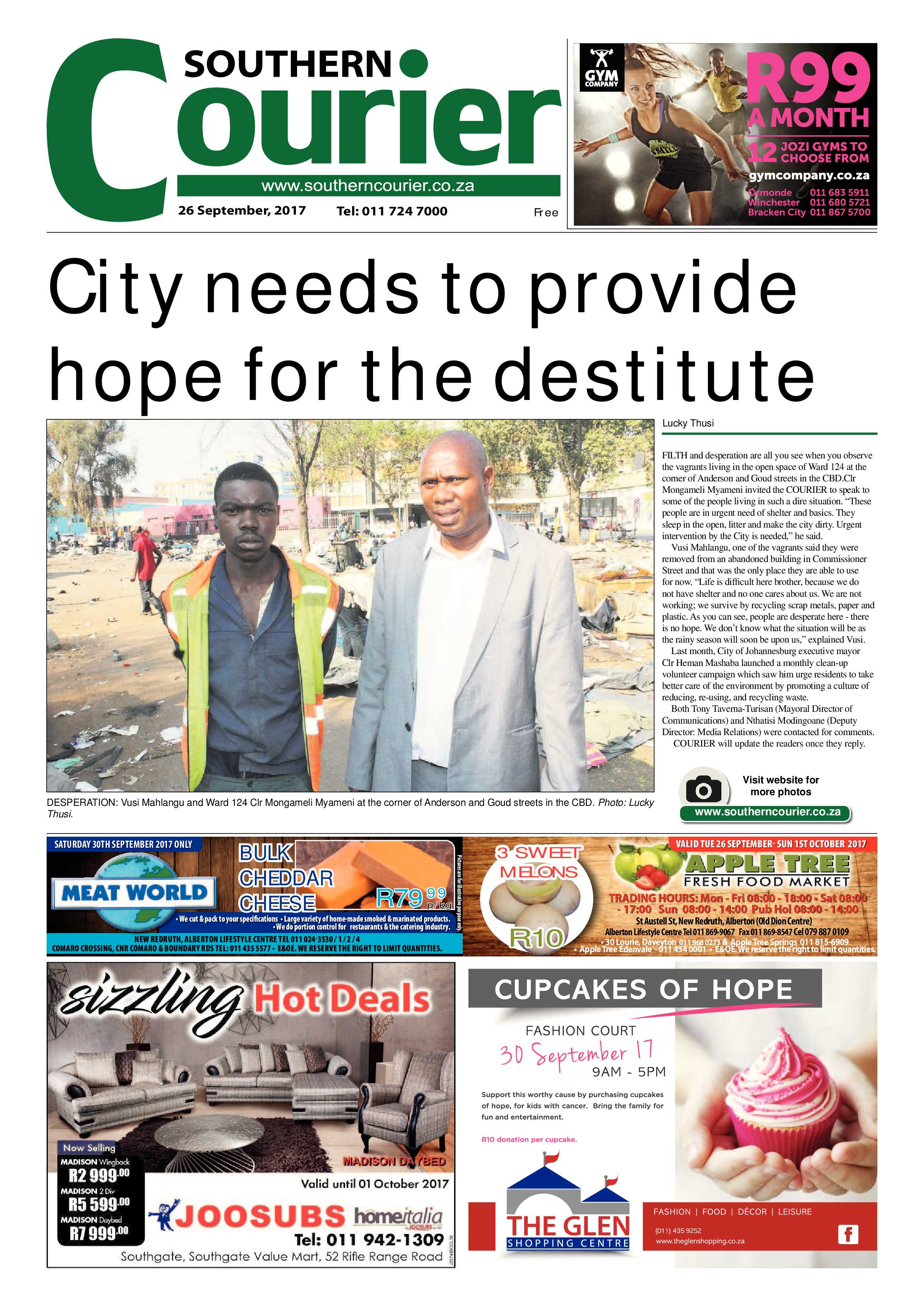 Southern Courier 26 September 2017 page 1