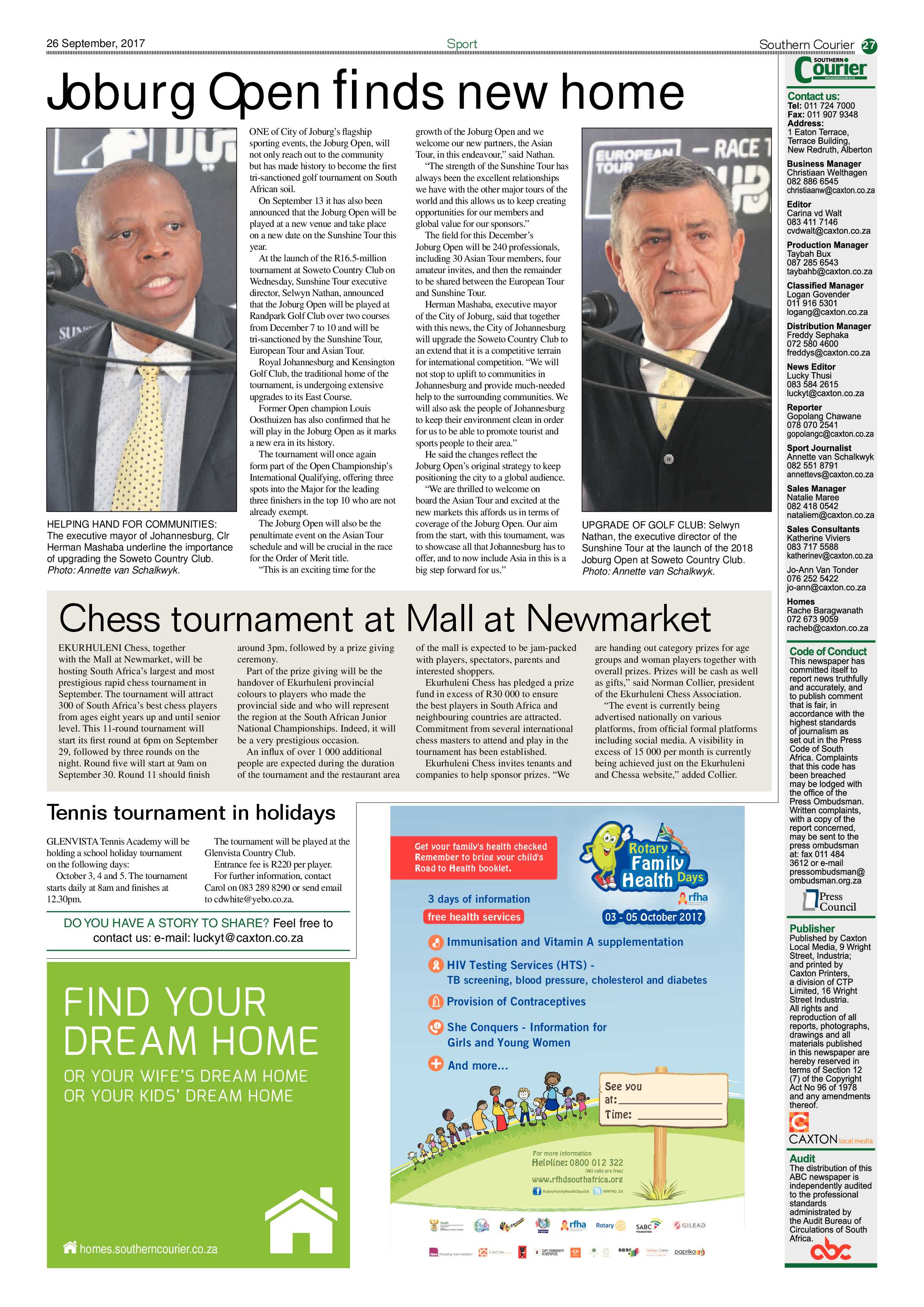 Southern Courier 26 September 2017 page 27
