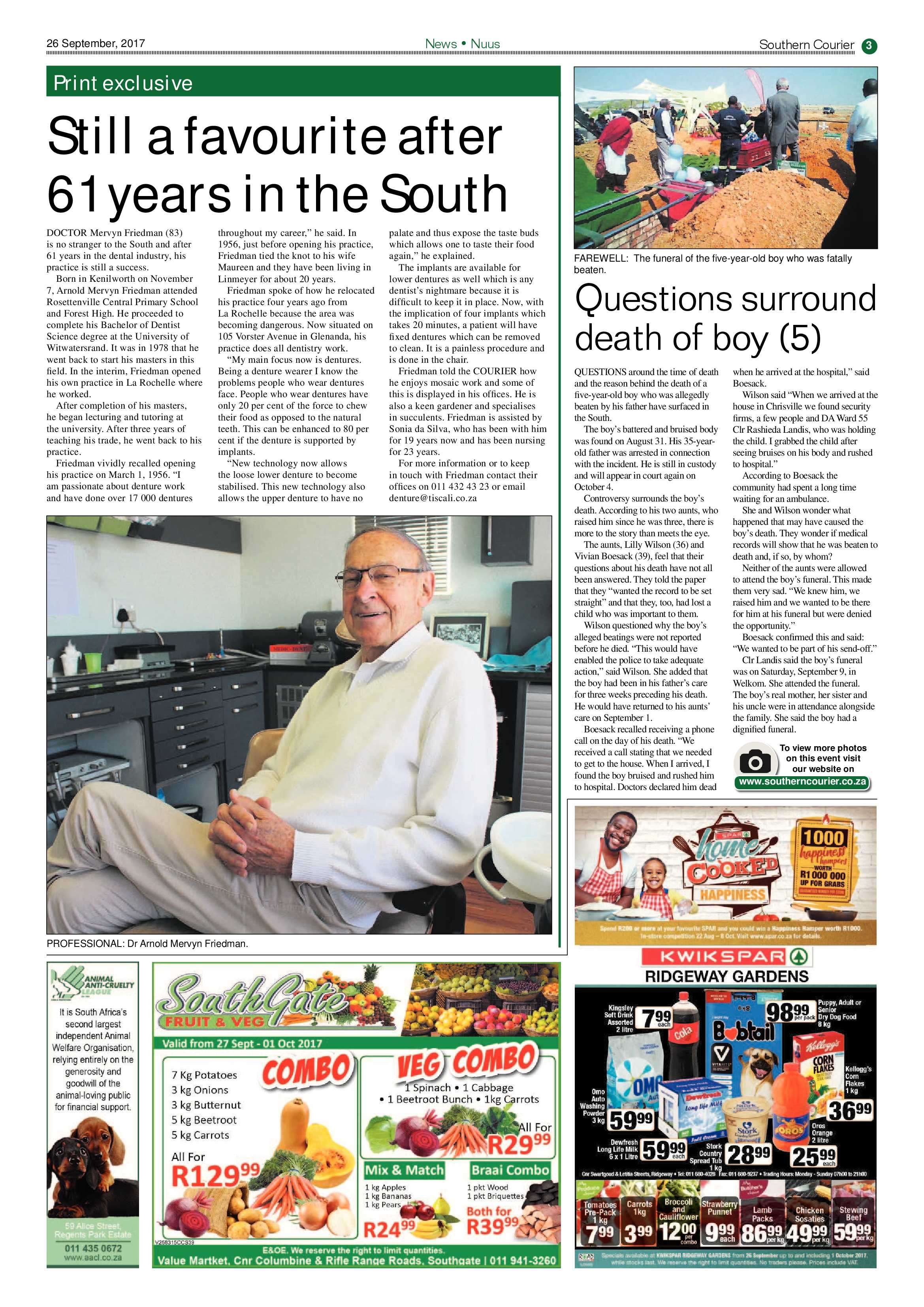 Southern Courier 26 September 2017 page 3