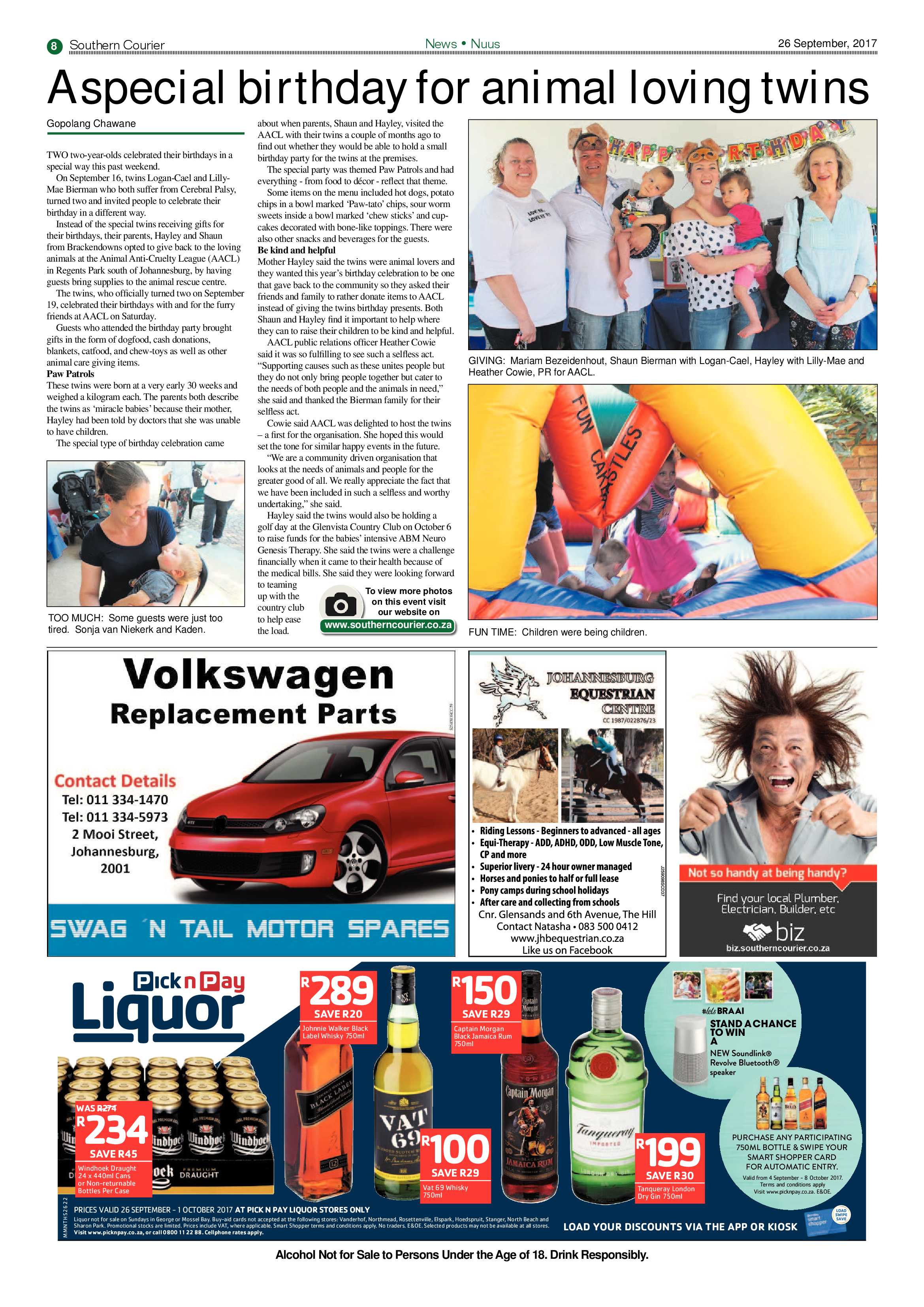 Southern Courier 26 September 2017 page 8