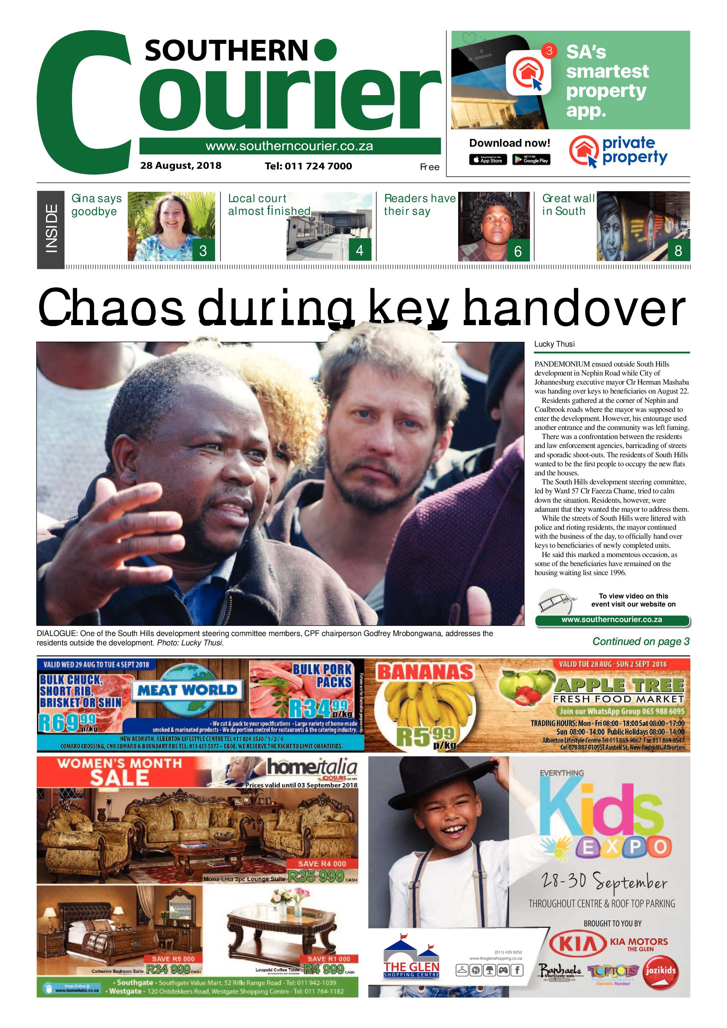 Southern Courier 28 August 2018 page 1