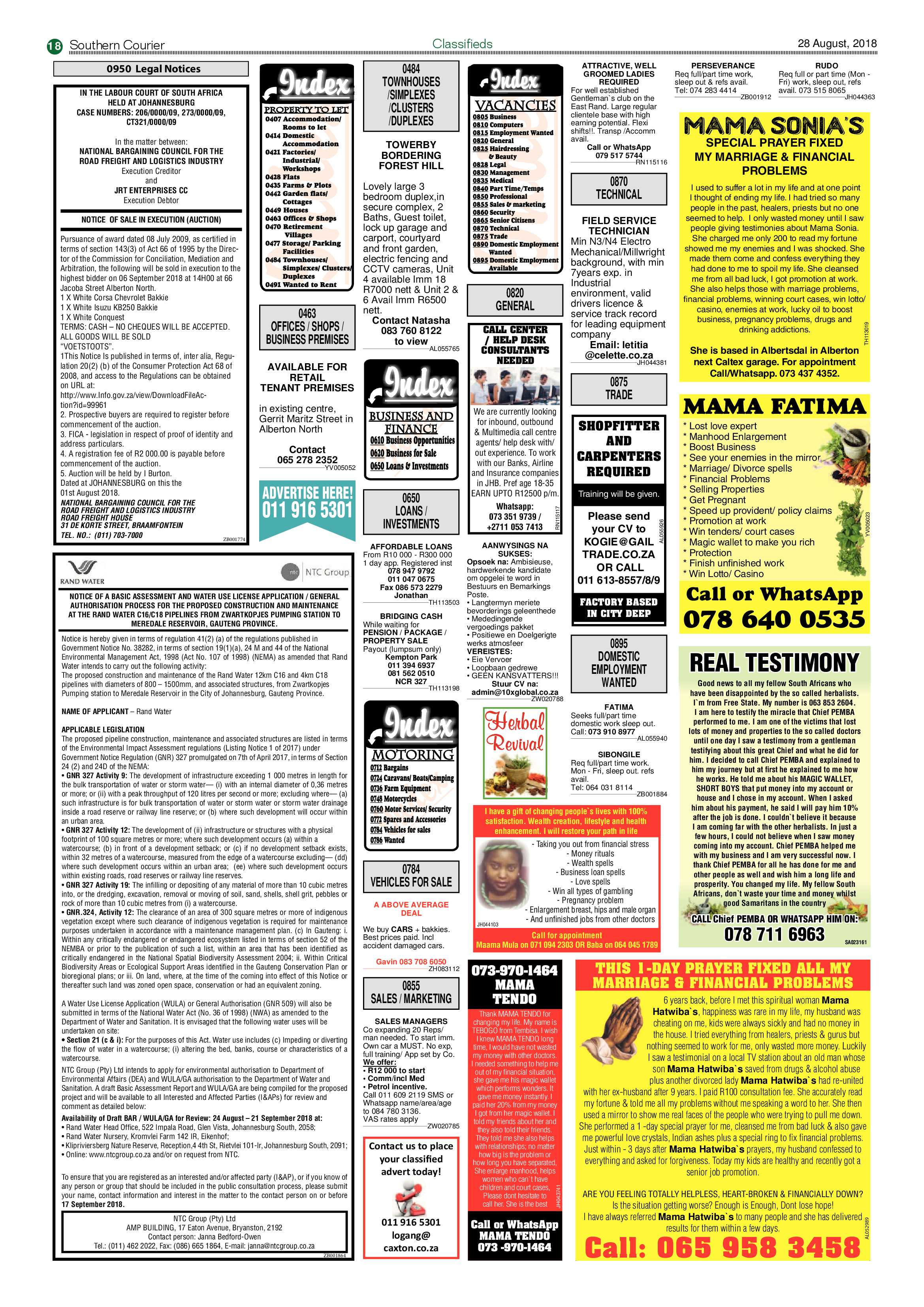 Southern Courier 28 August 2018 page 18