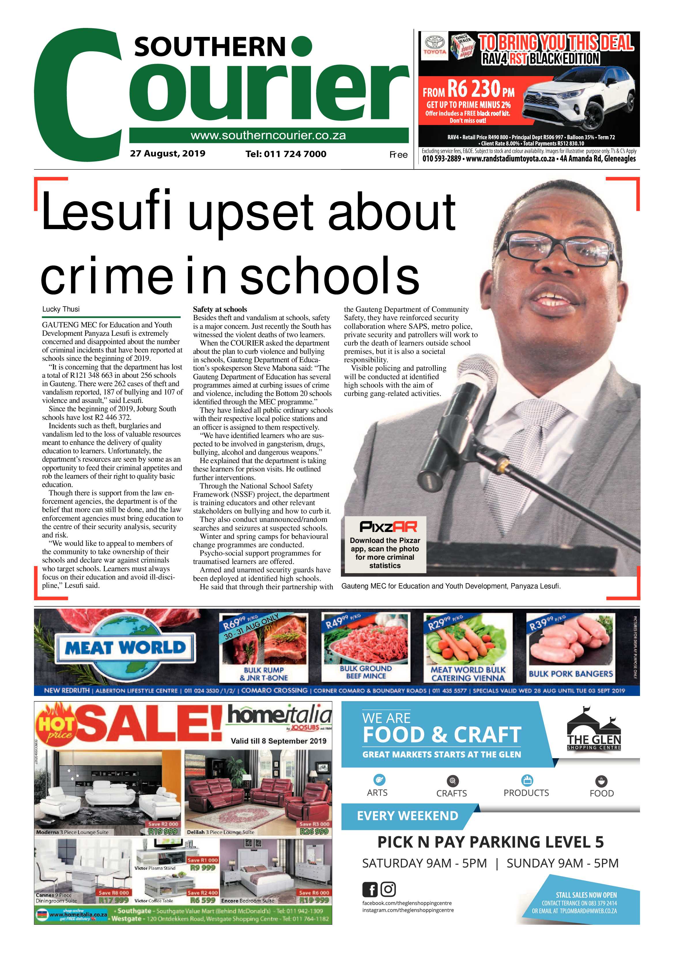 Southern Courier 27 August 2019 page 1