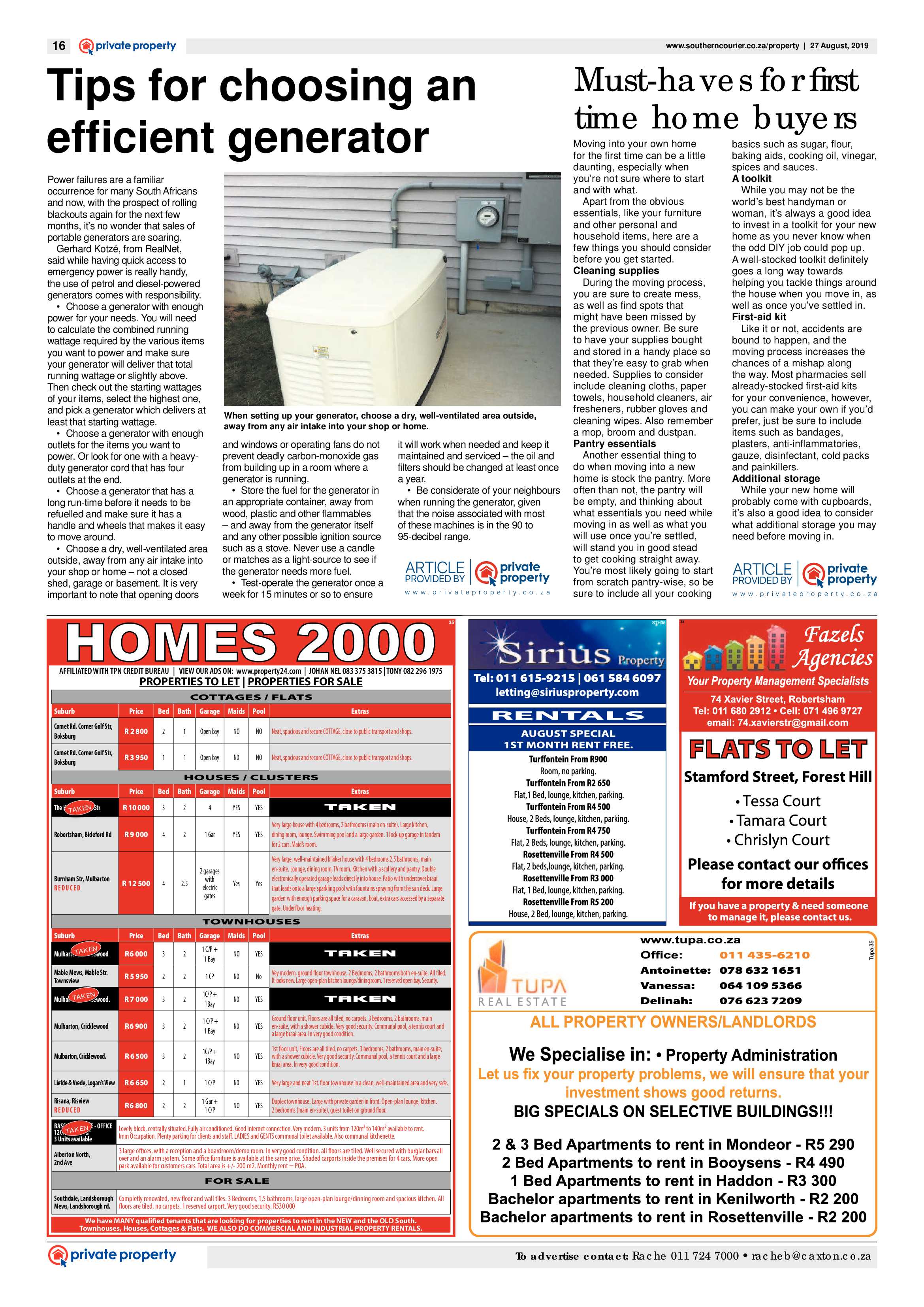 Southern Courier 27 August 2019 page 16