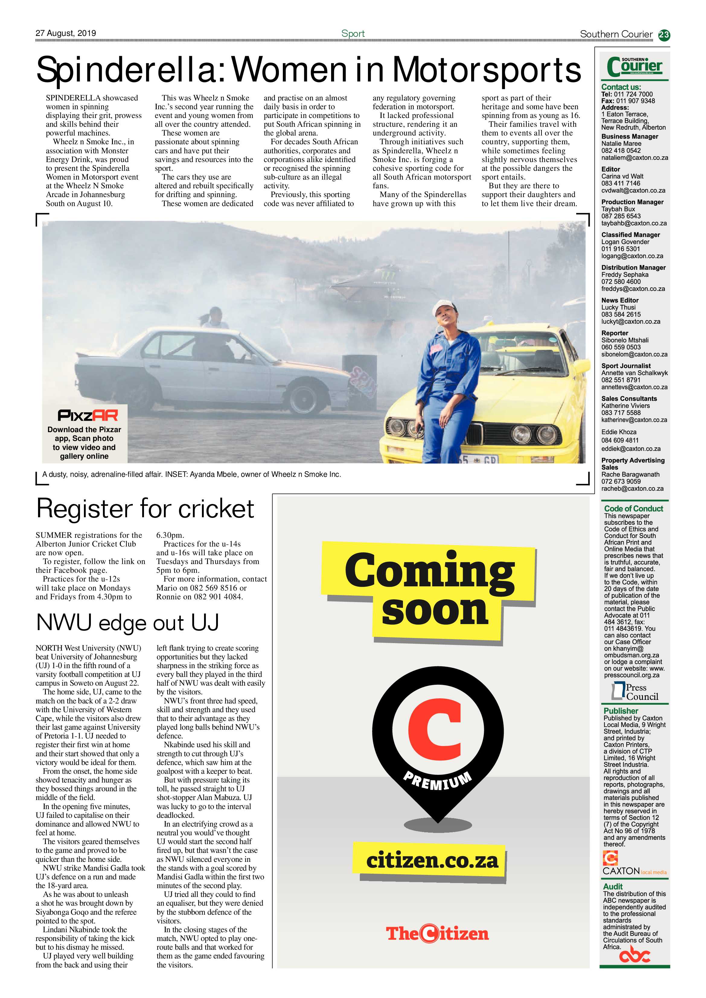 Southern Courier 27 August 2019 page 23