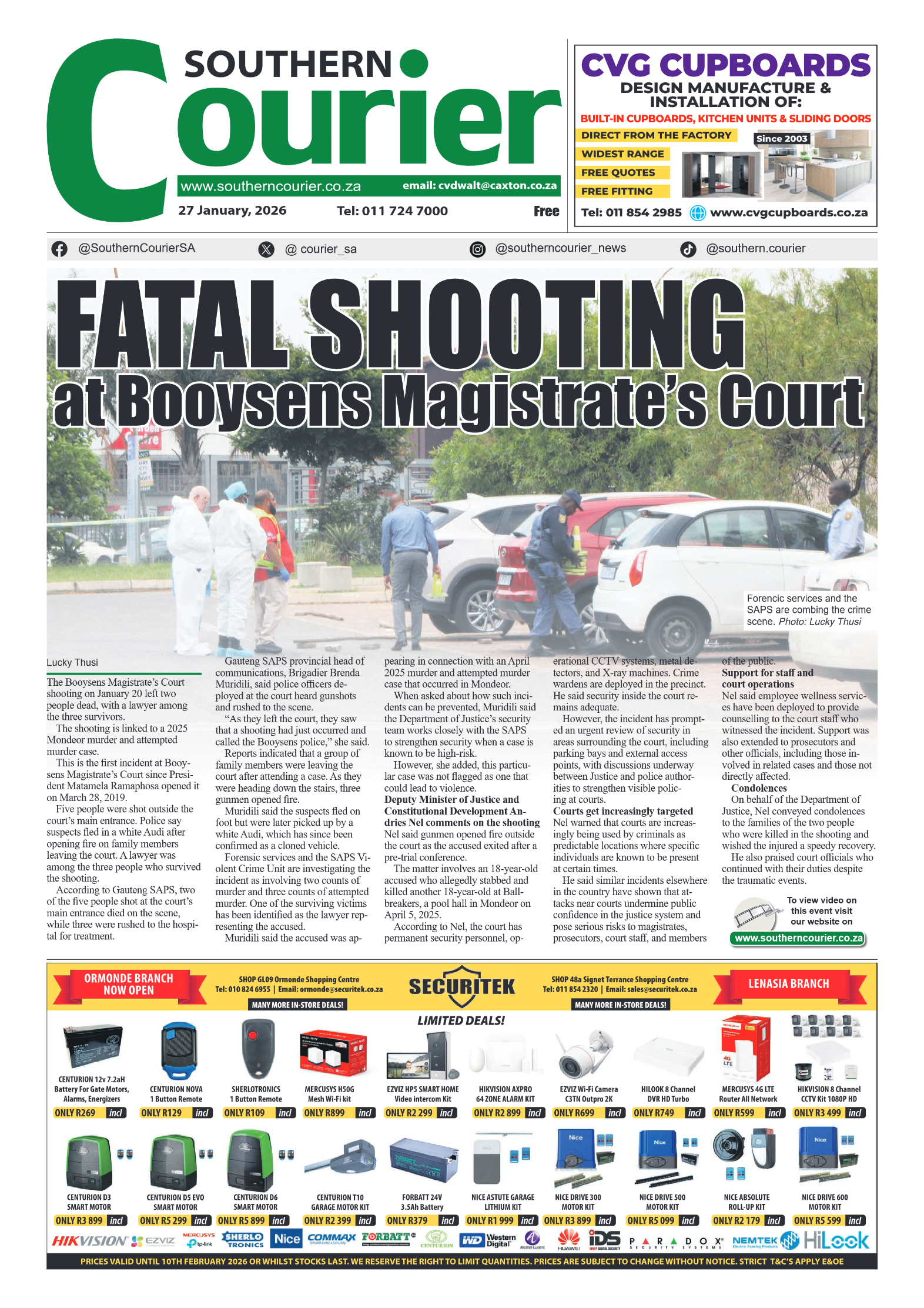 Southern Courier 27 January 2026 page 1