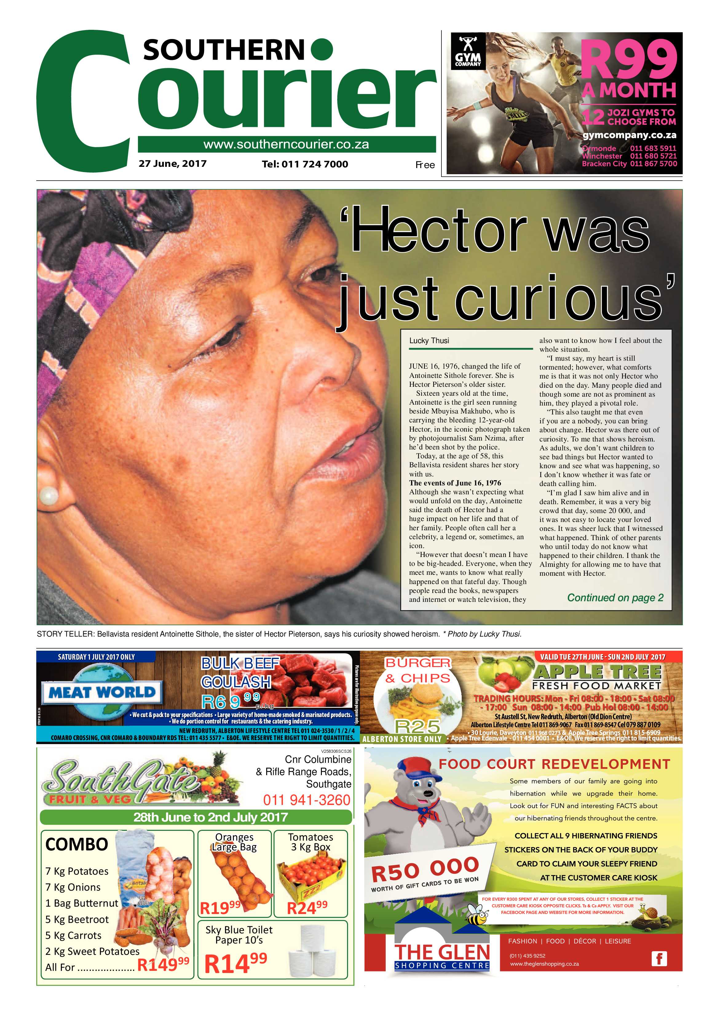 Southern Courier 27 June 2017 page 1