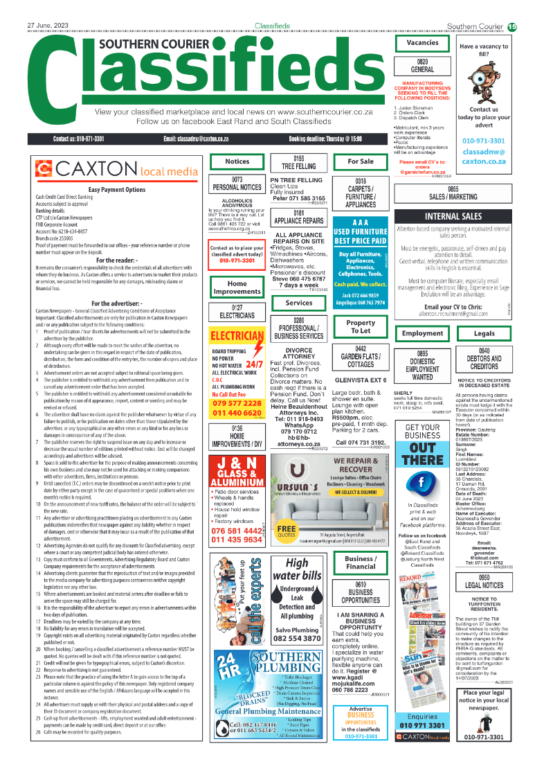 Southern Courier 27 June 2023 page 15
