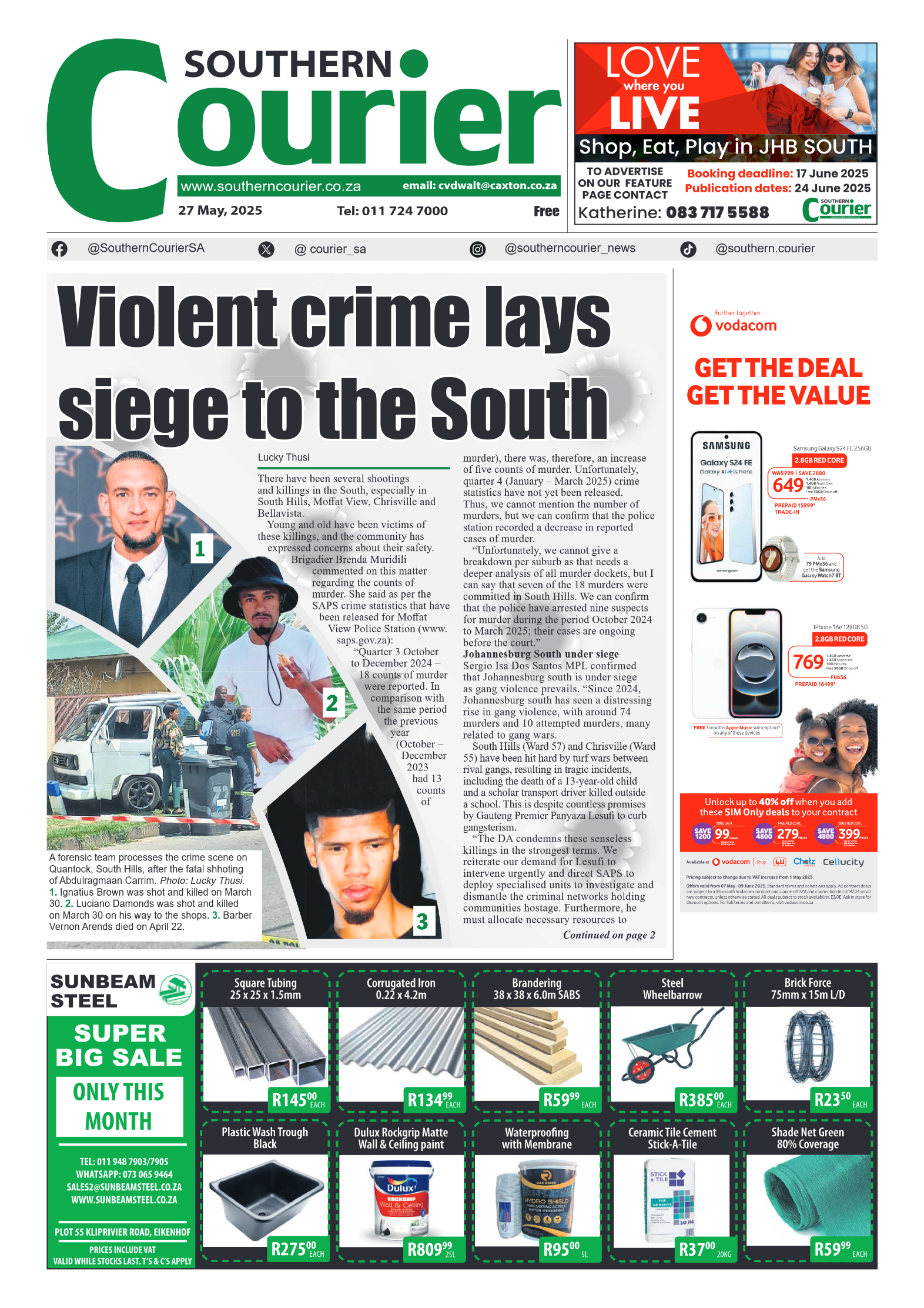 Southern Courier 27 May 2025 page 1