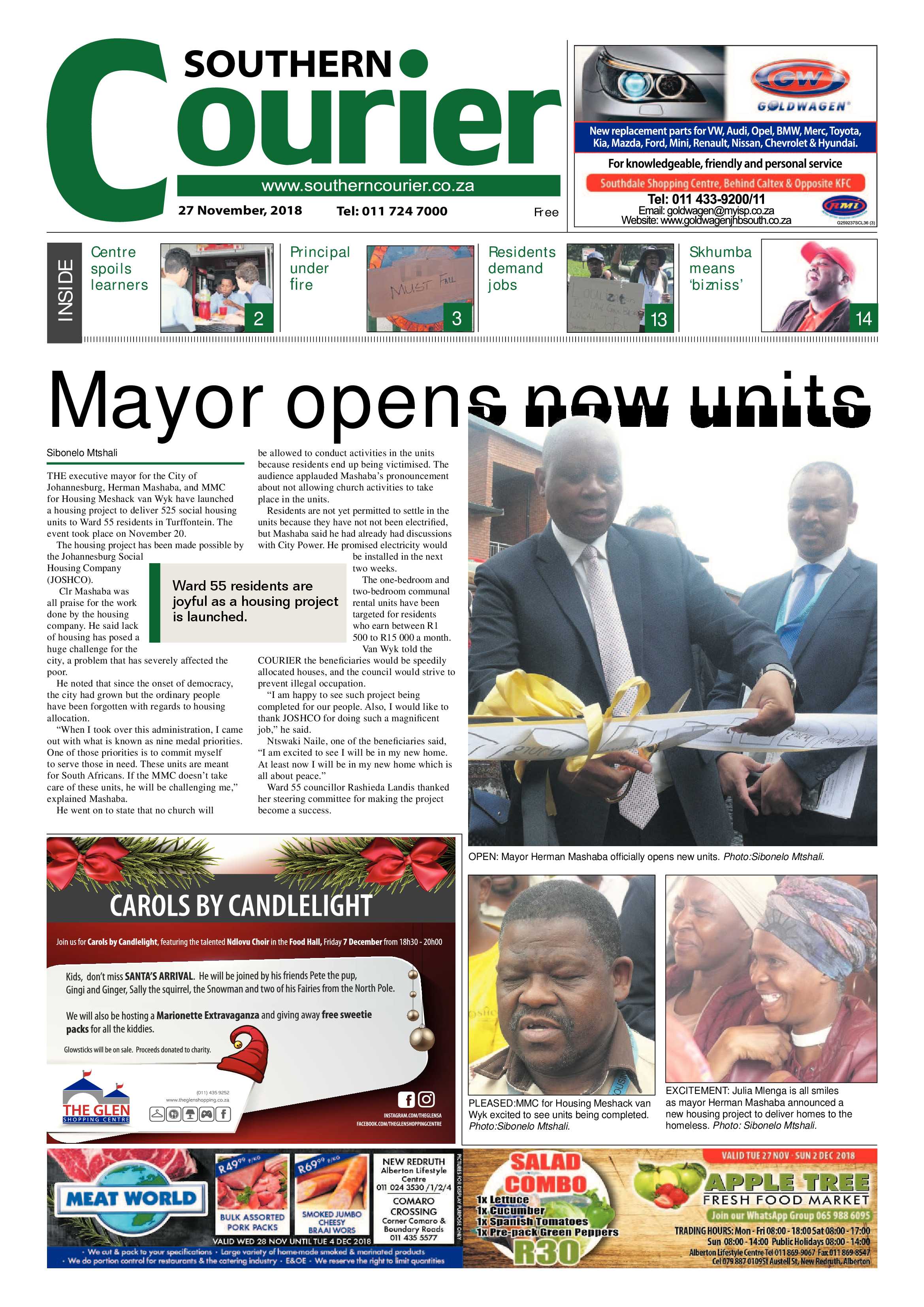 Southern Courier 27 November 2018 page 1
