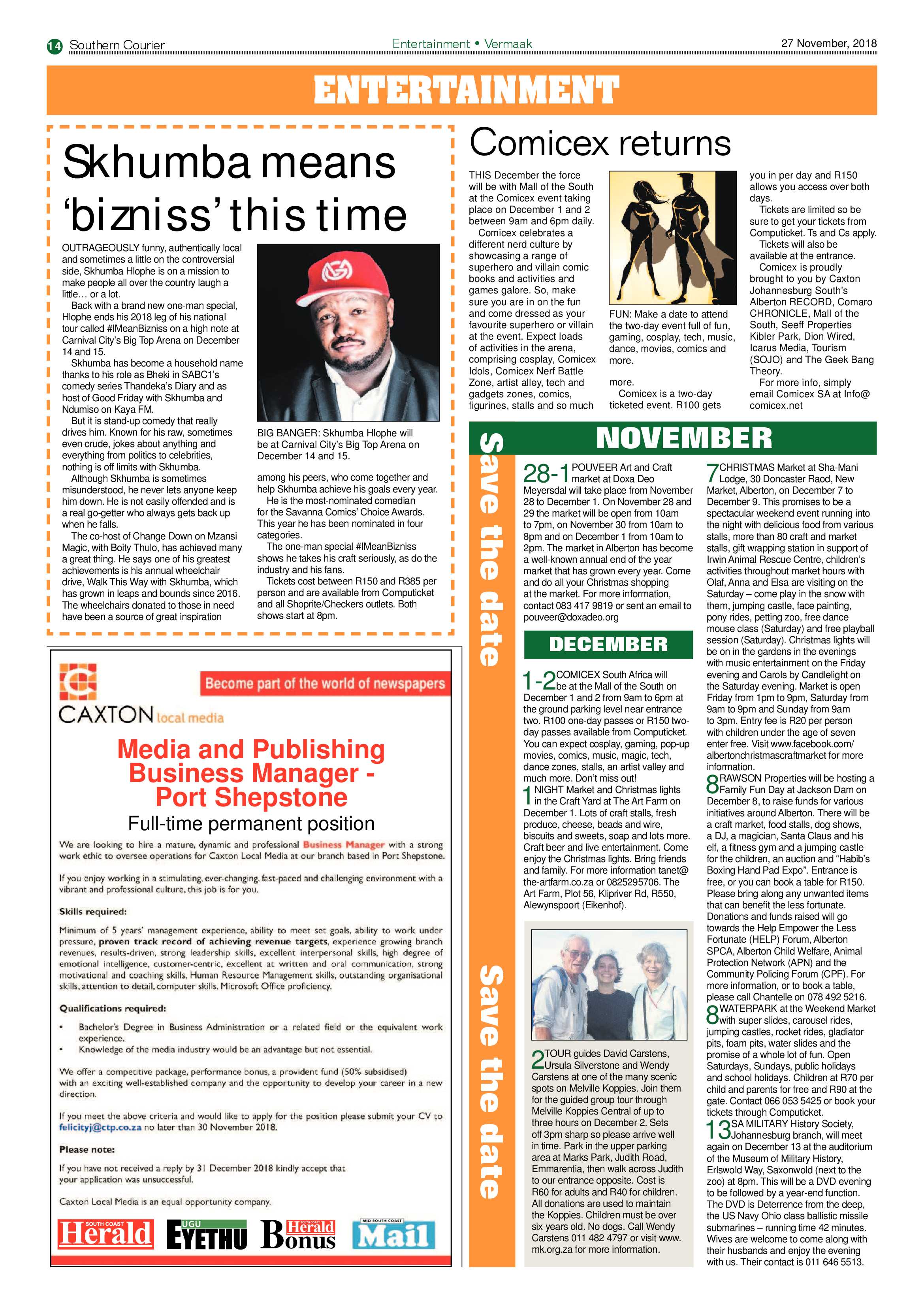 Southern Courier 27 November 2018 page 14