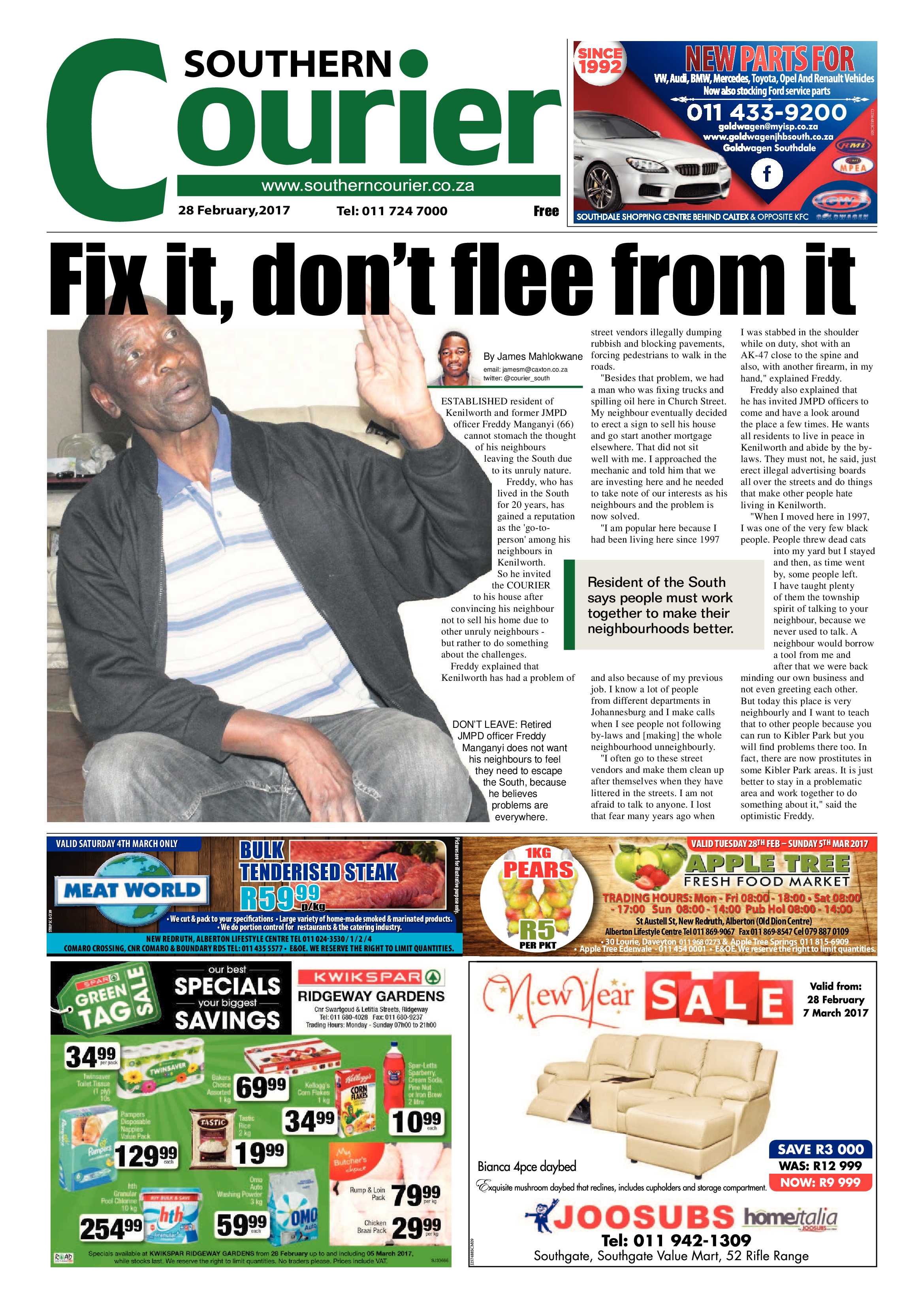 Southern Courier 28 February 2017 page 1