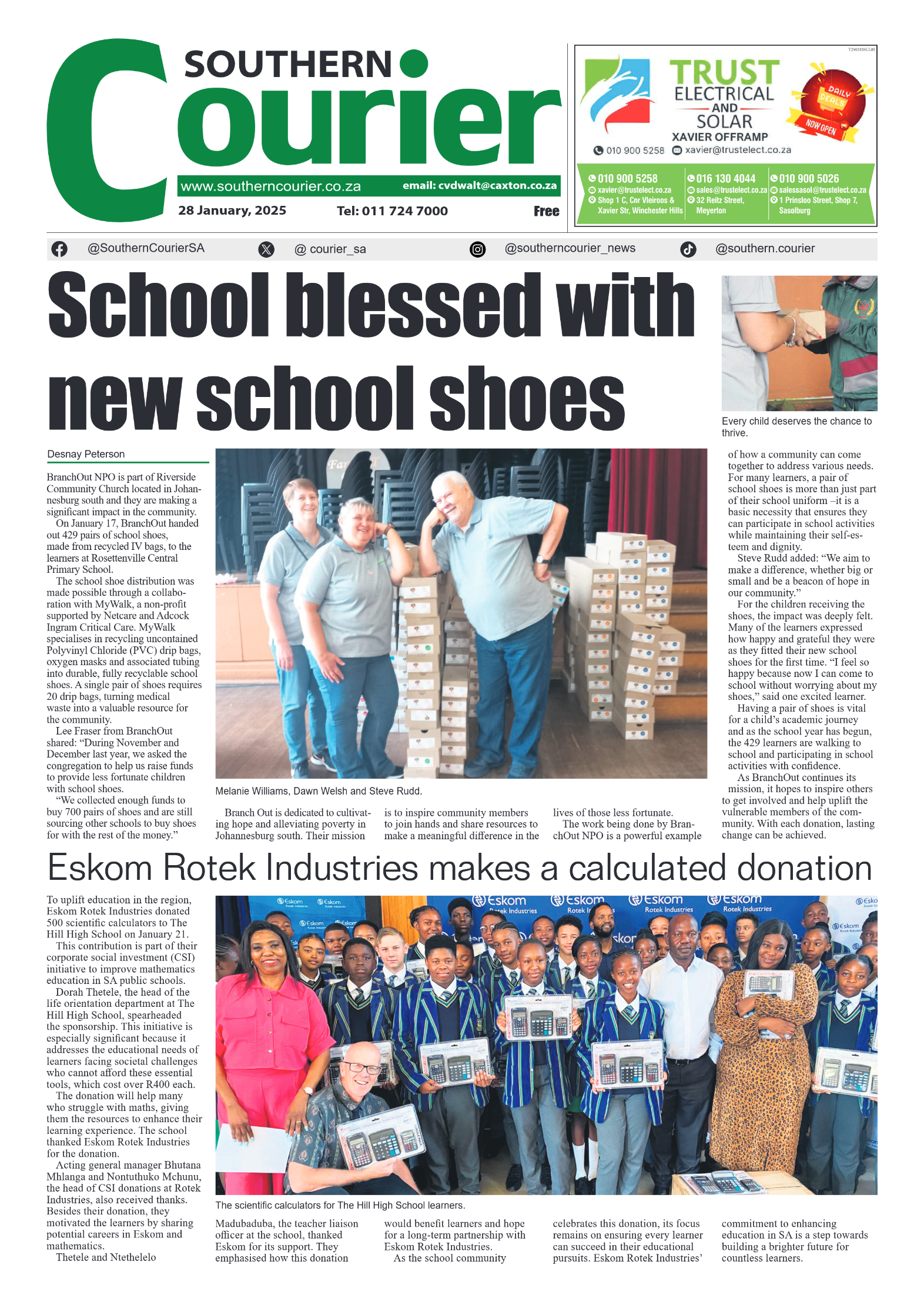 Southern Courier 28 January 2025 page 1
