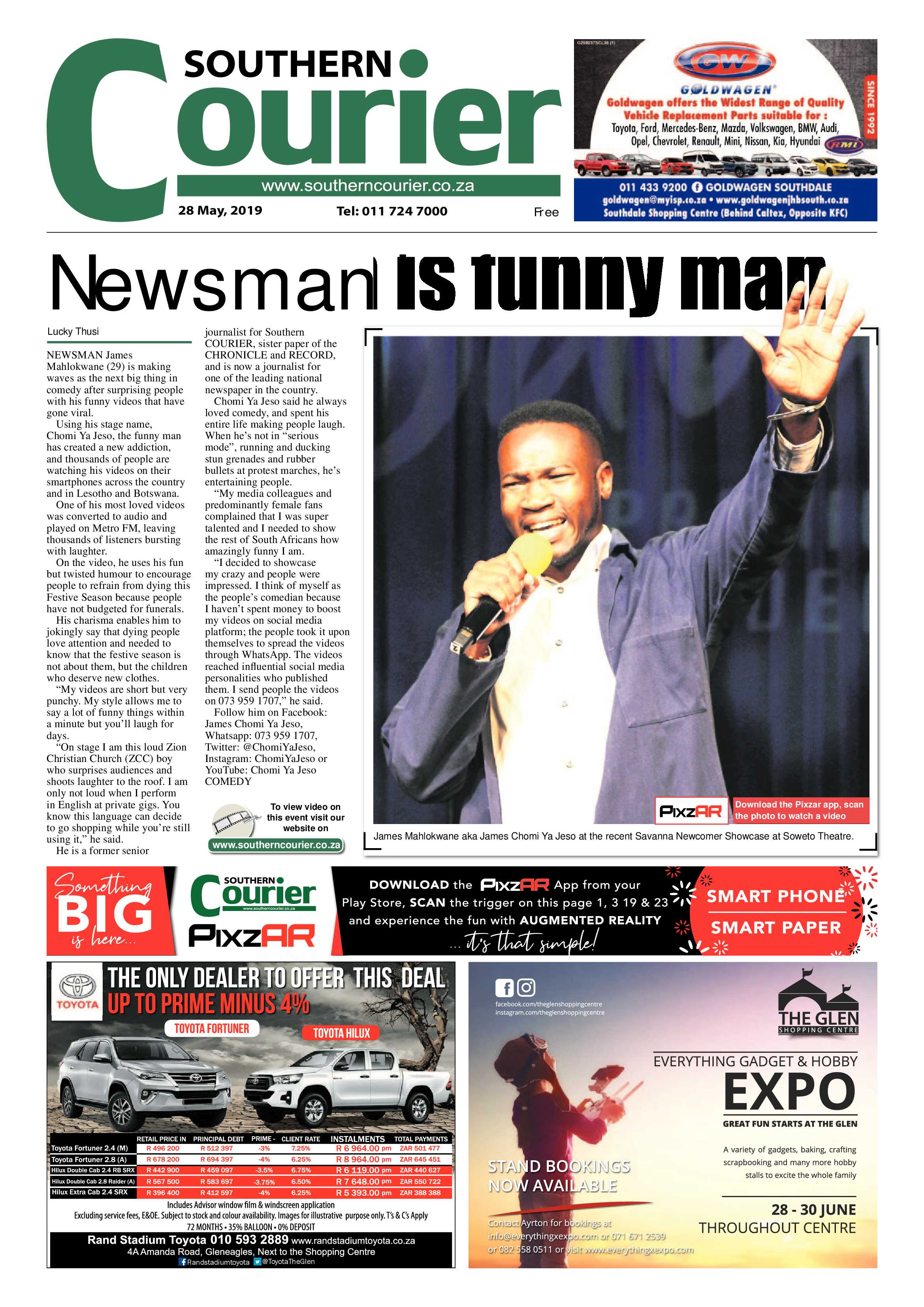 Southern Courier 28 May 2019 page 1