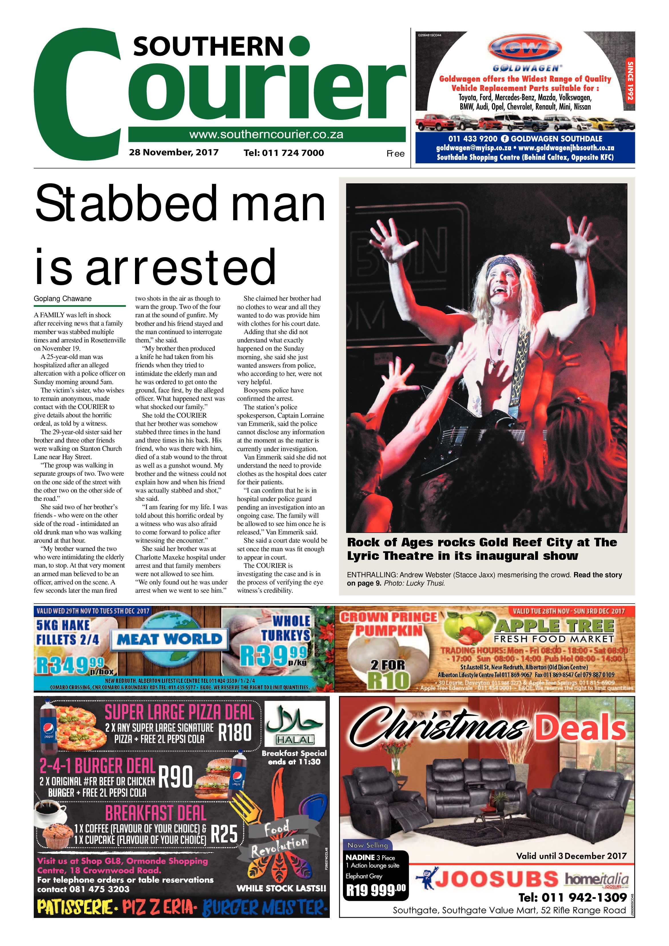 Southern Courier 28 November 2017 page 1