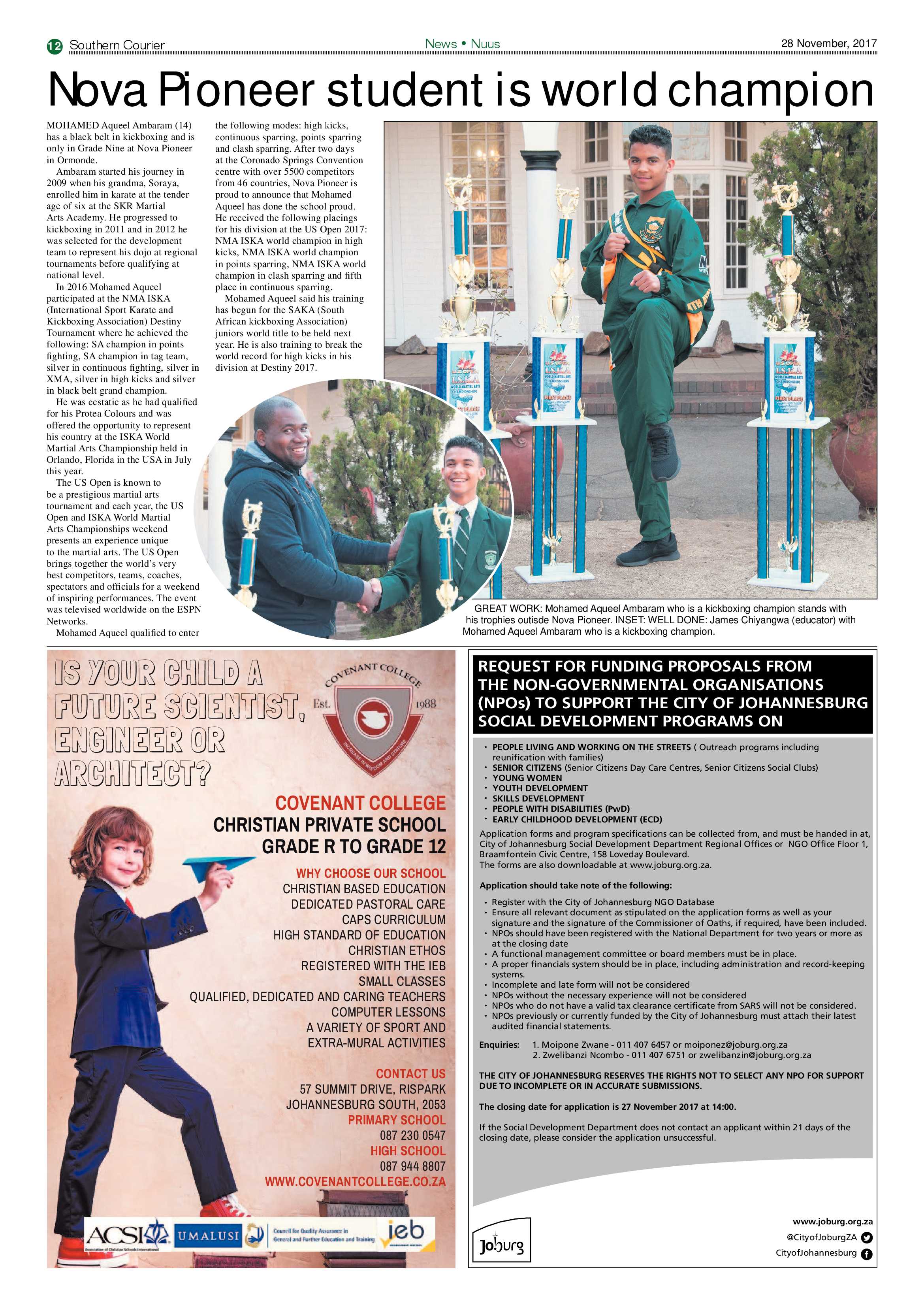 Southern Courier 28 November 2017 page 12