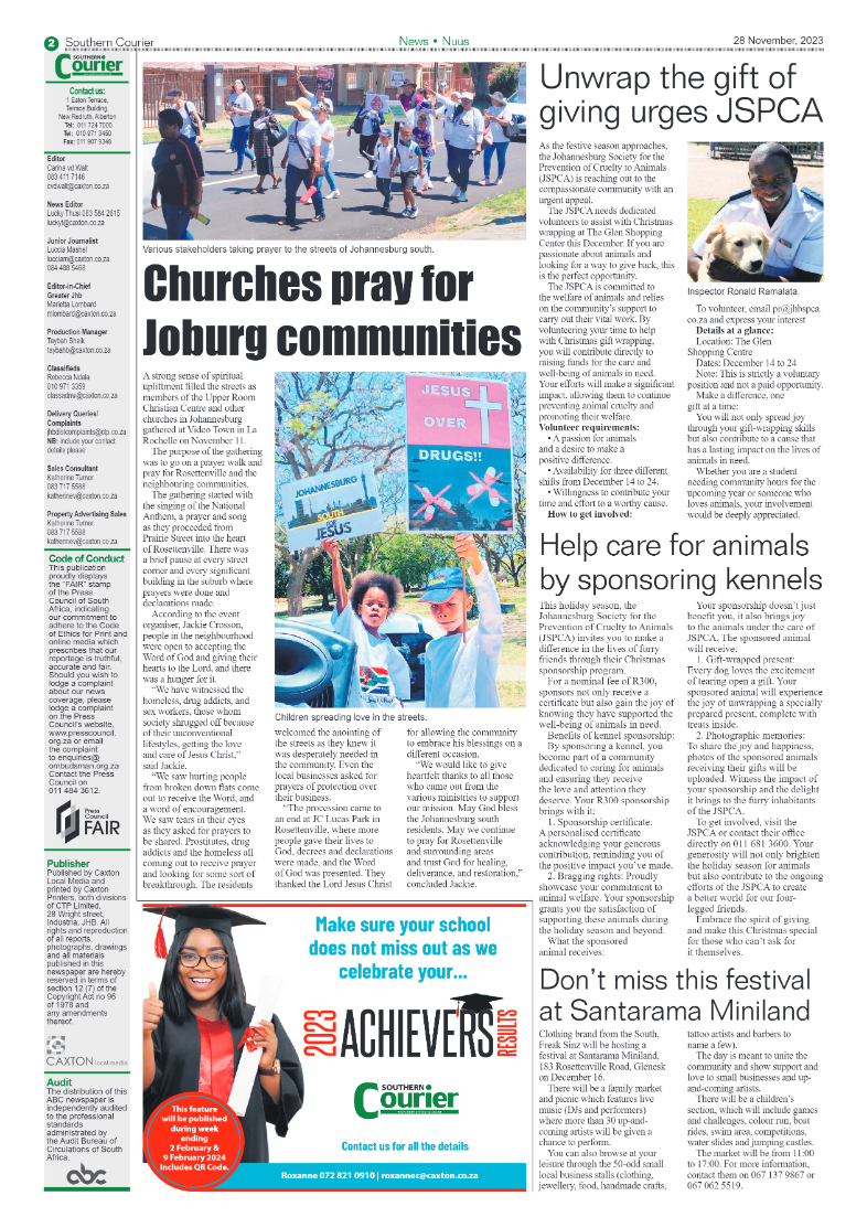 Southern Courier 28 November 2023 page 2