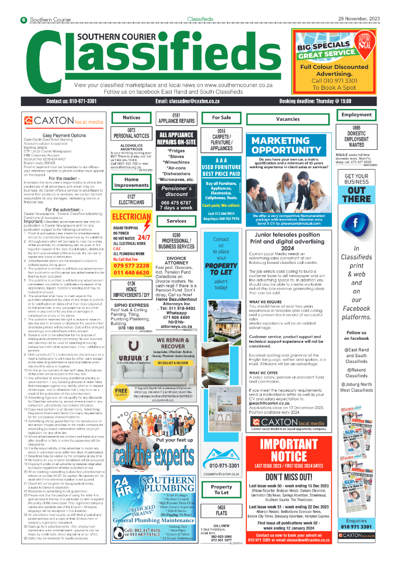 Southern Courier 28 November 2023 page 6