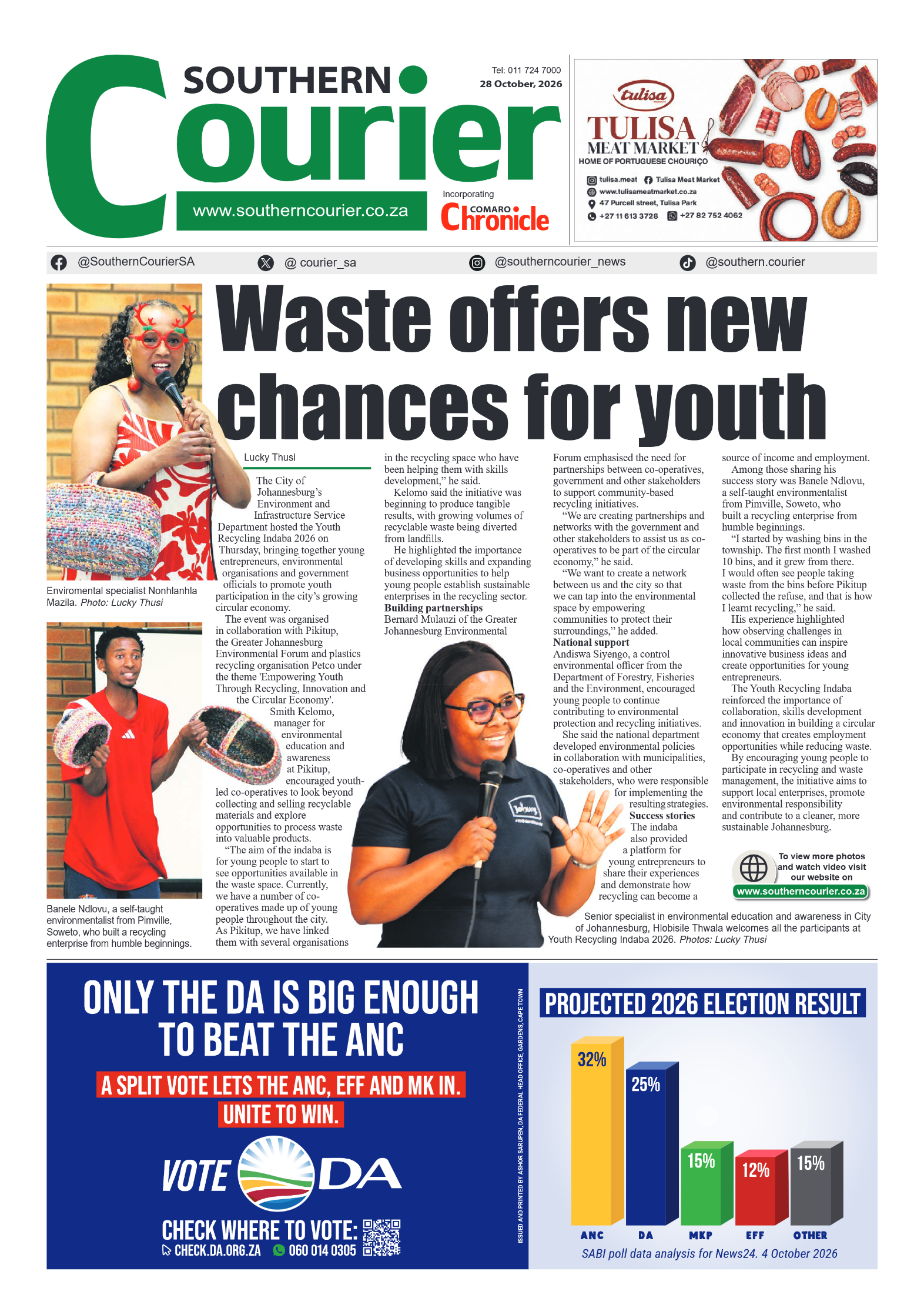 Southern Courier 28 October 2026 page 1