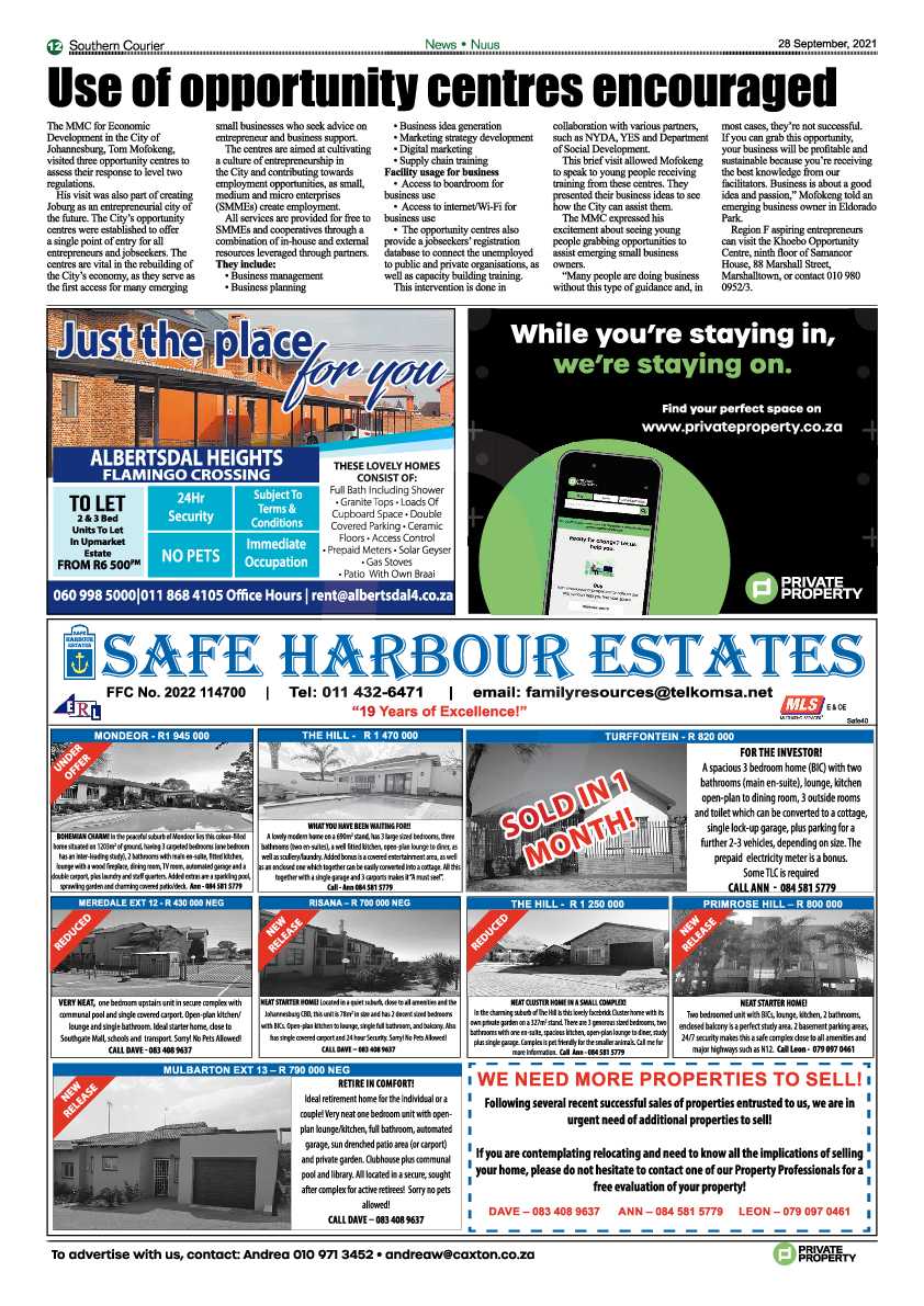 Southern Courier 28 September 2021 page 12
