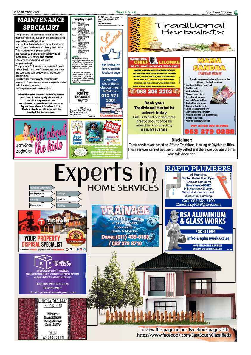 Southern Courier 28 September 2021 page 15