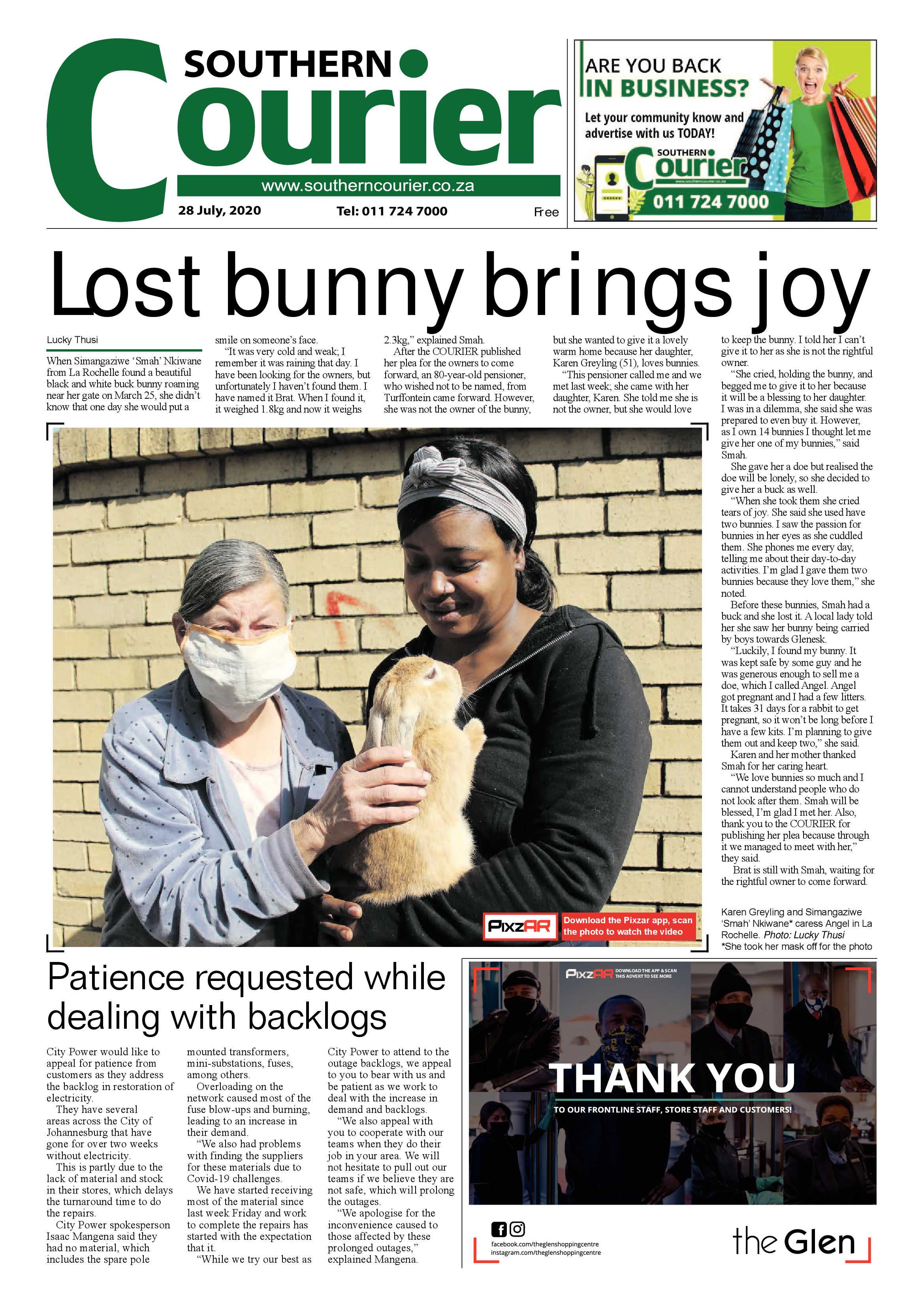 Southern Courier 28 July 2020 page 1