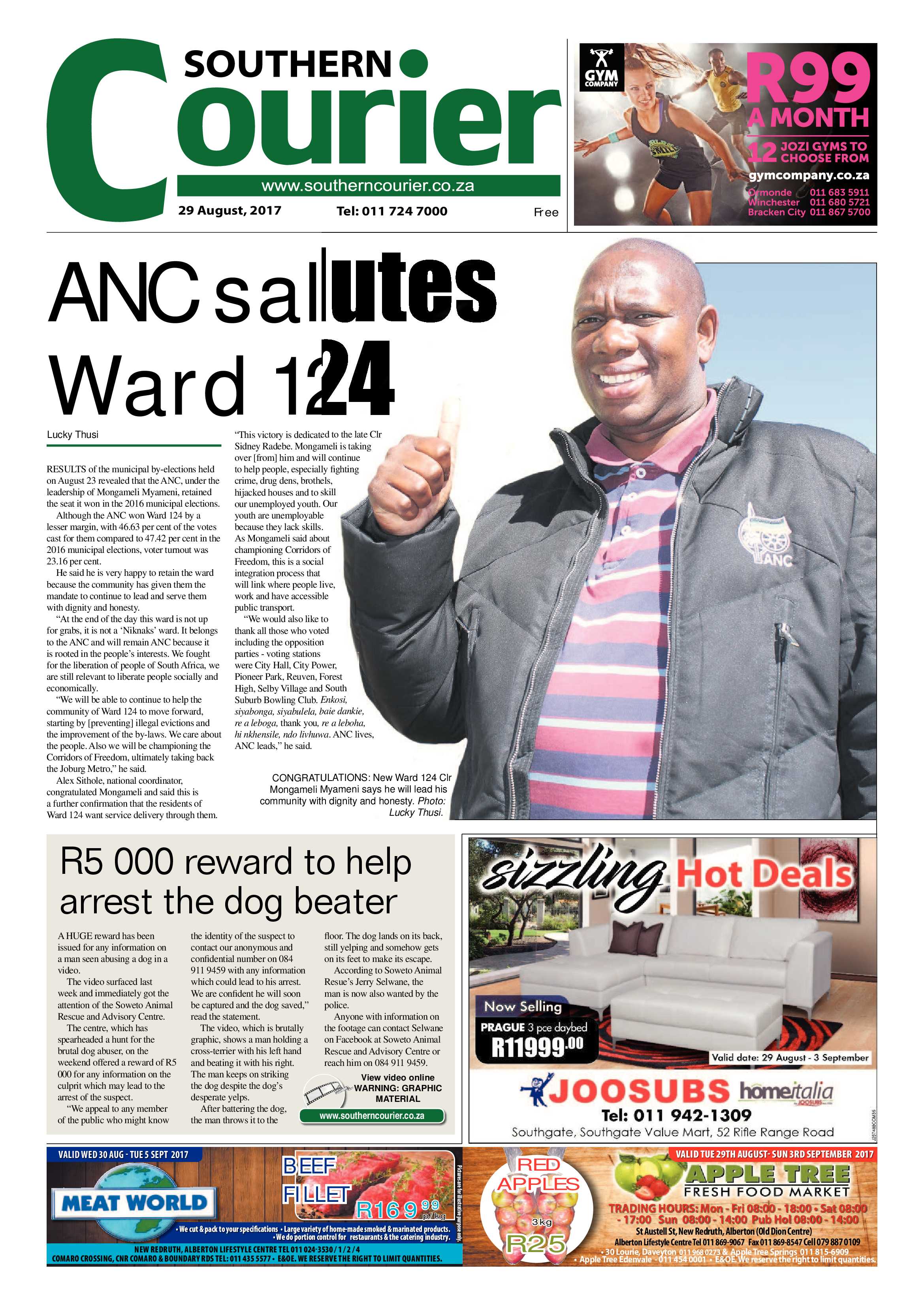 Southern Courier 29 August 2017 page 1