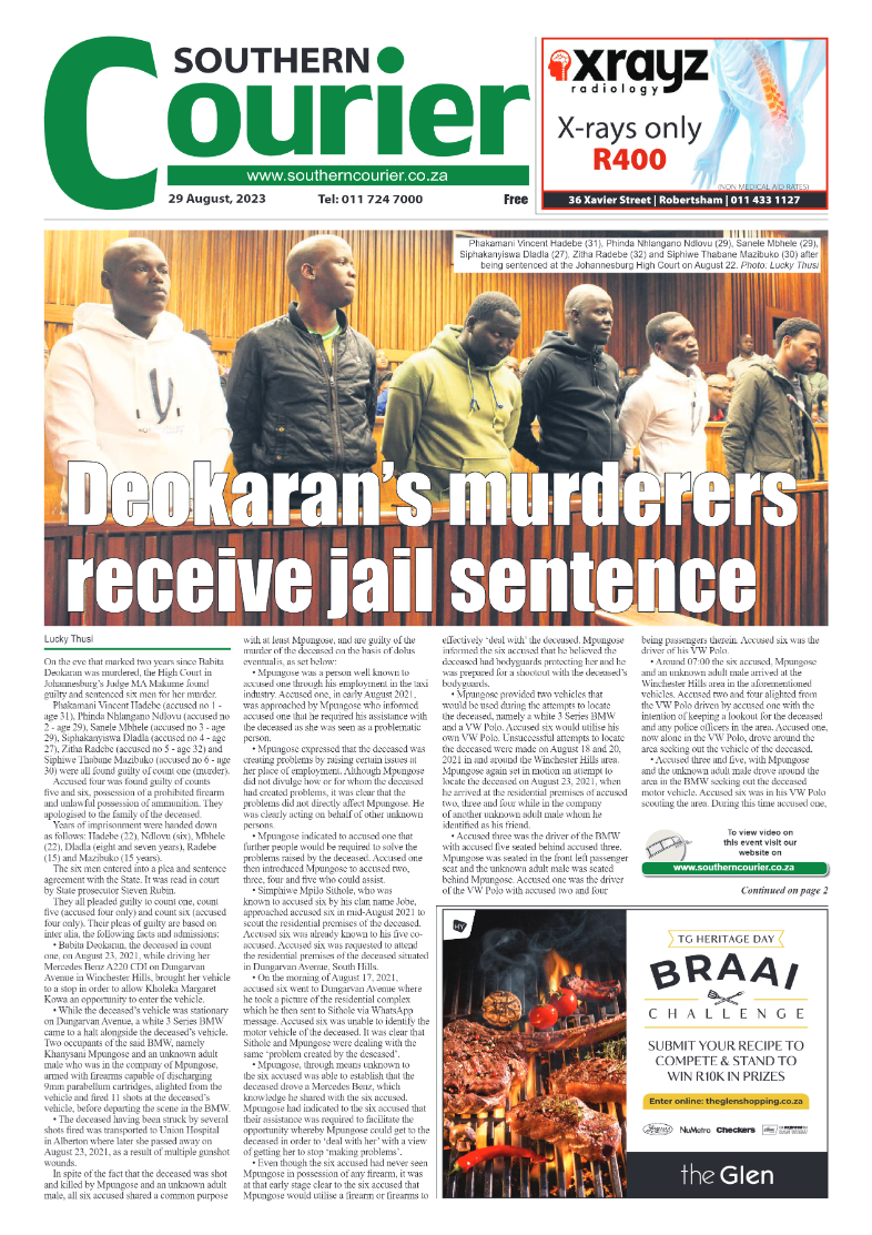 Southern Courier 29 August 2023 page 1