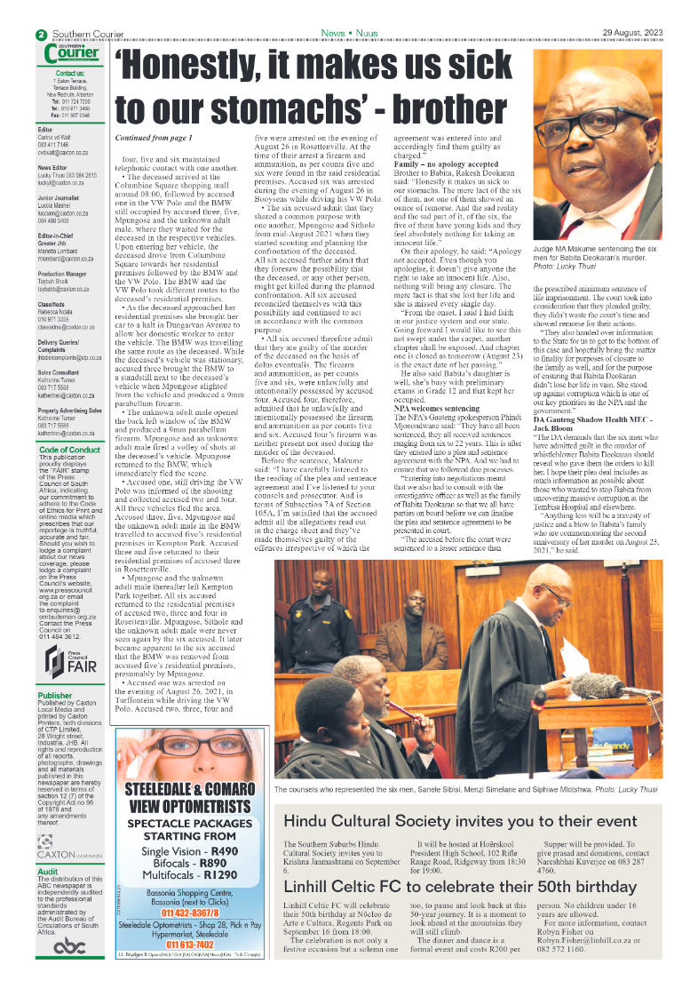 Southern Courier 29 August 2023 page 2