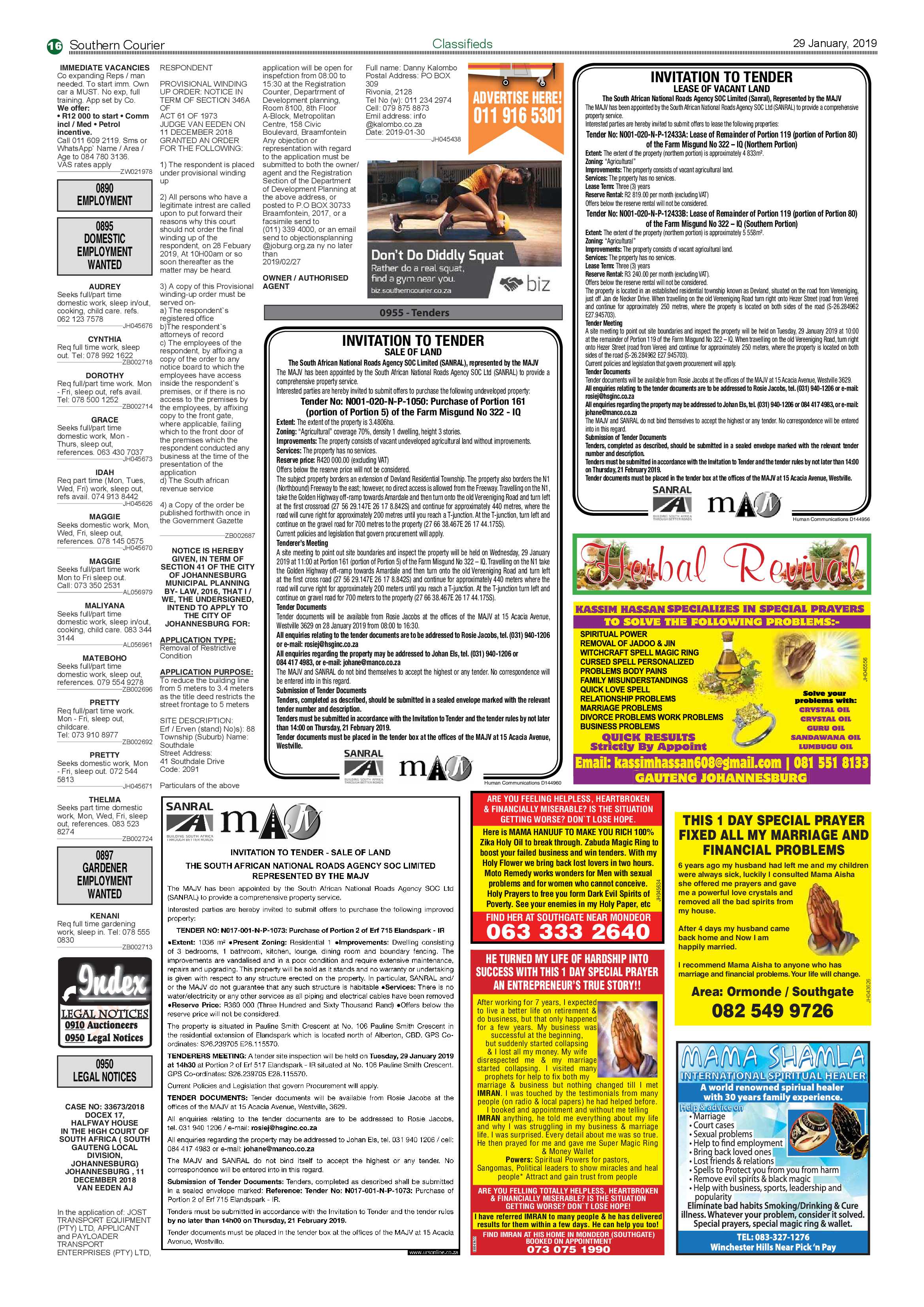 Southern Courier 29 January 2019 page 16