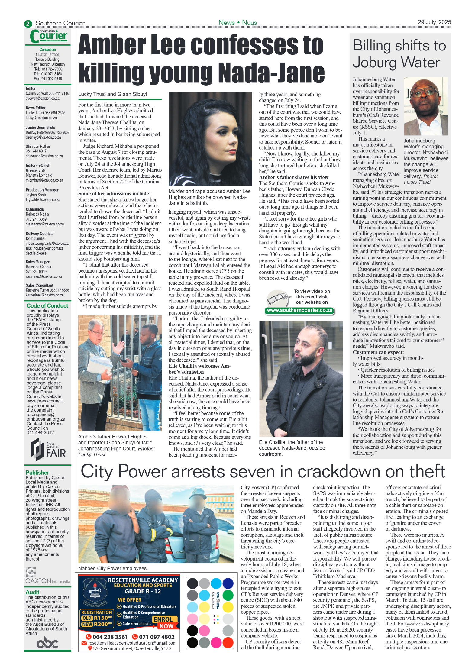 Southern Courier 29 July 2025 page 2