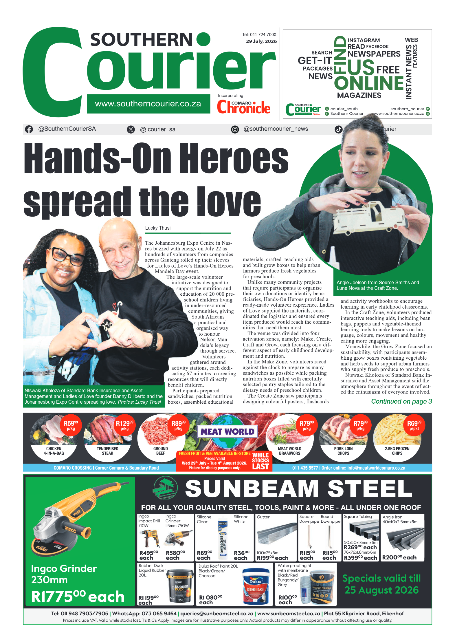 Southern Courier 29 July 2026 page 1