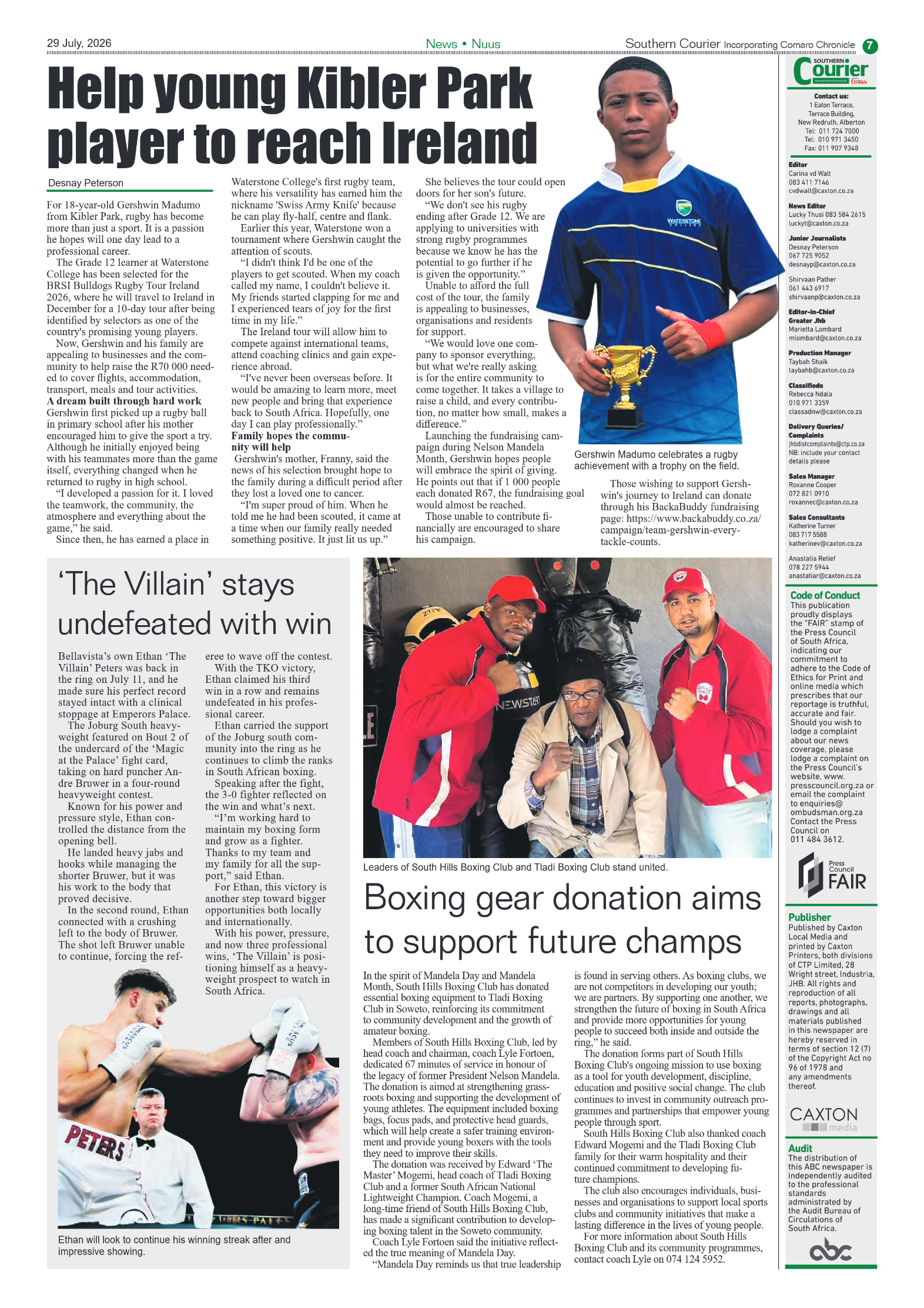 Southern Courier 29 July 2026 page 7