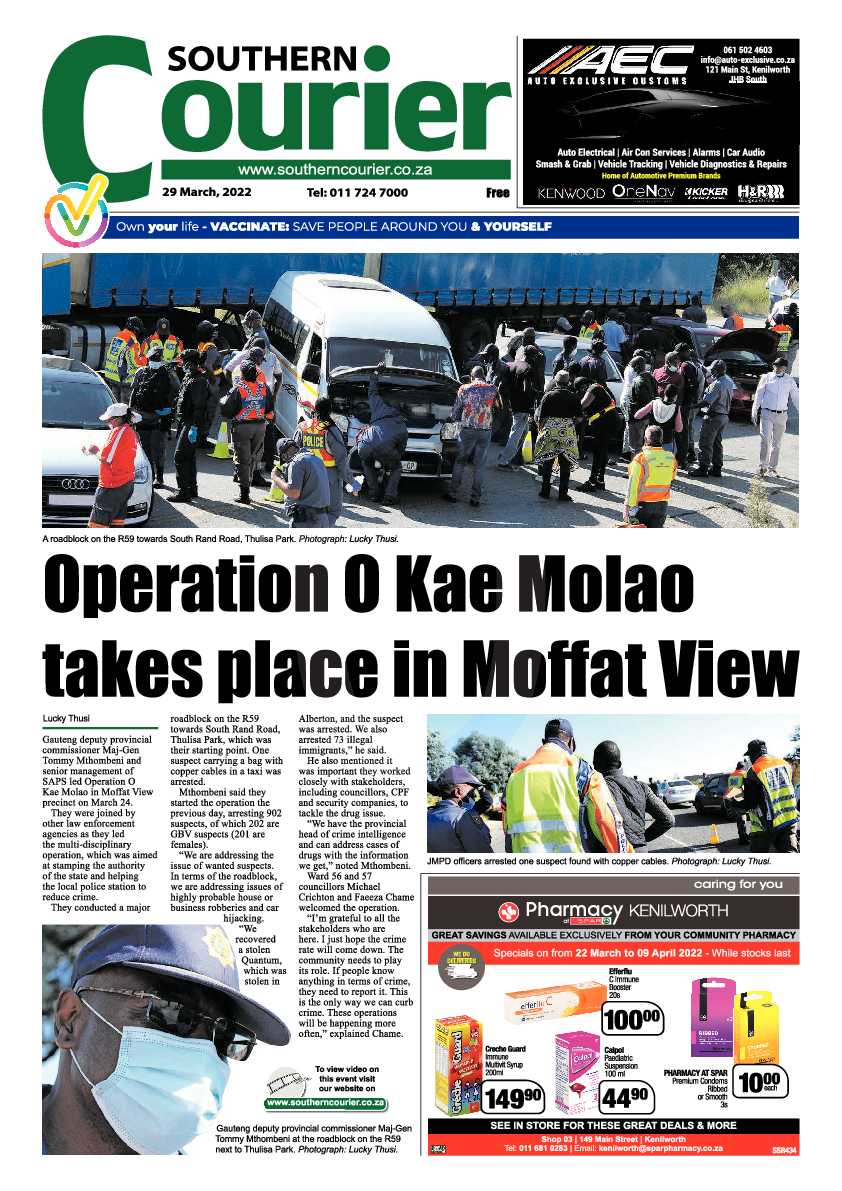 Southern Courier 29 March 2022 page 1