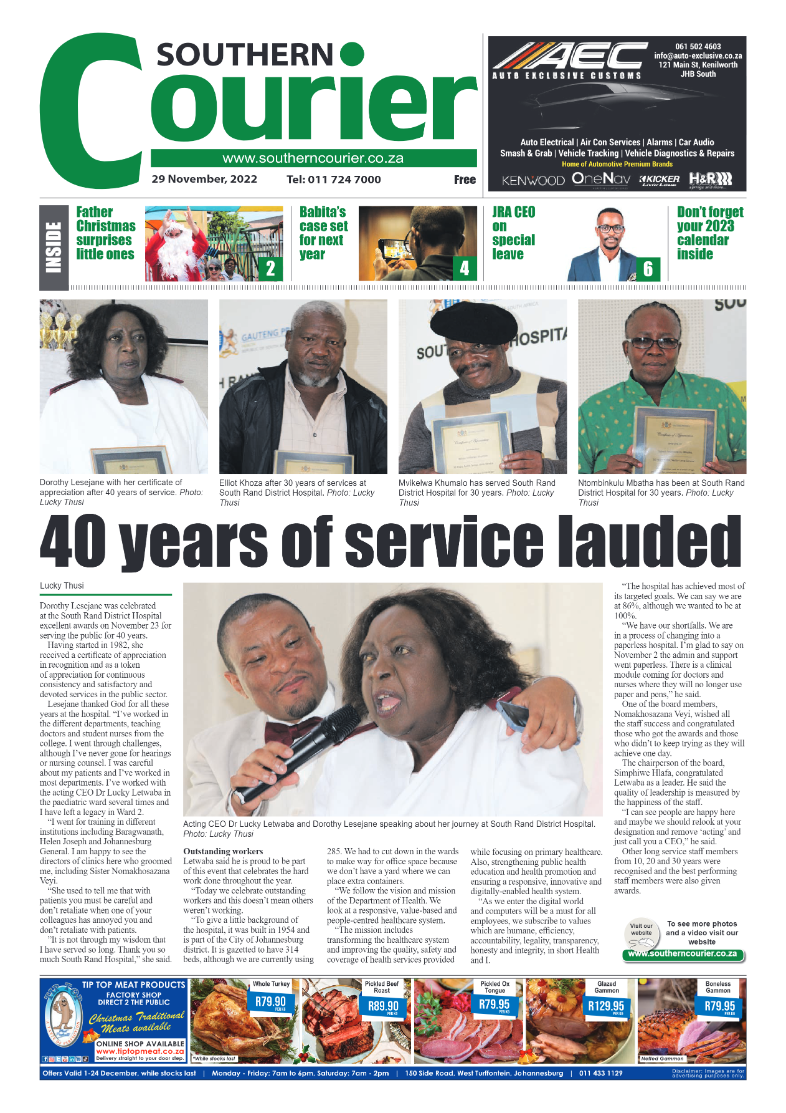 Southern Courier 29 Nov 2022 page 1