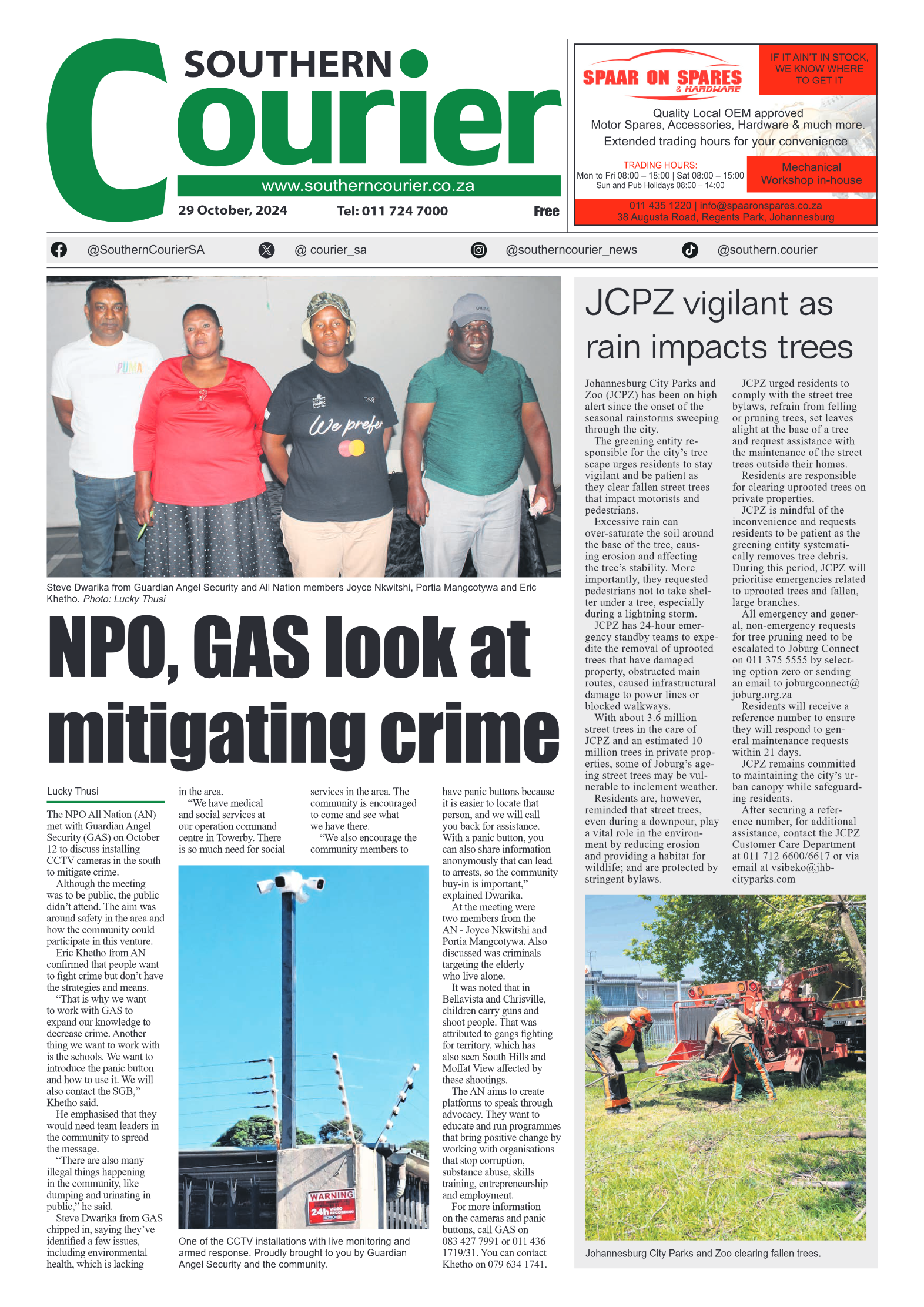Southern Courier 29 October 2024 page 1