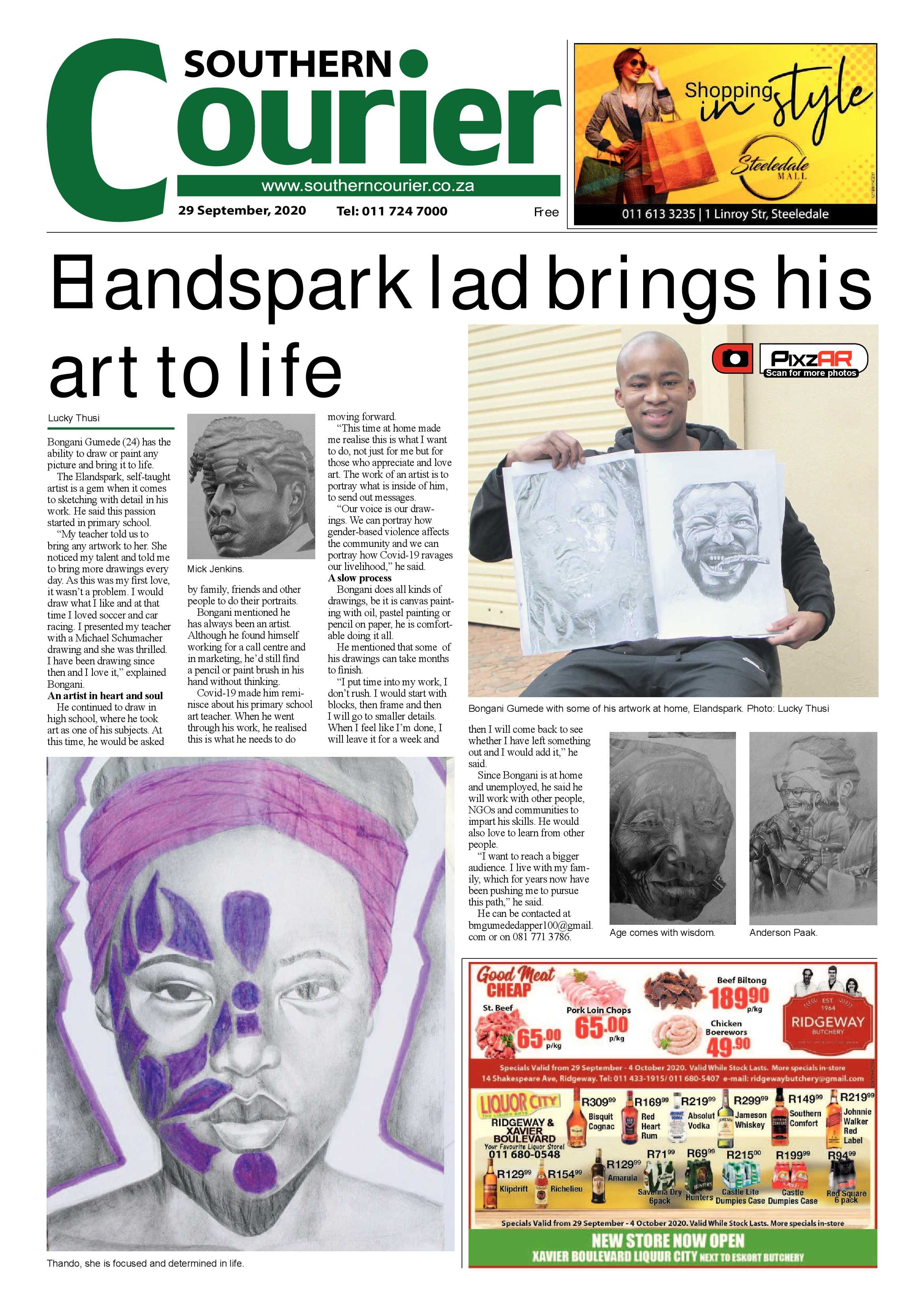 Southern Courier 29 September 2020 page 1
