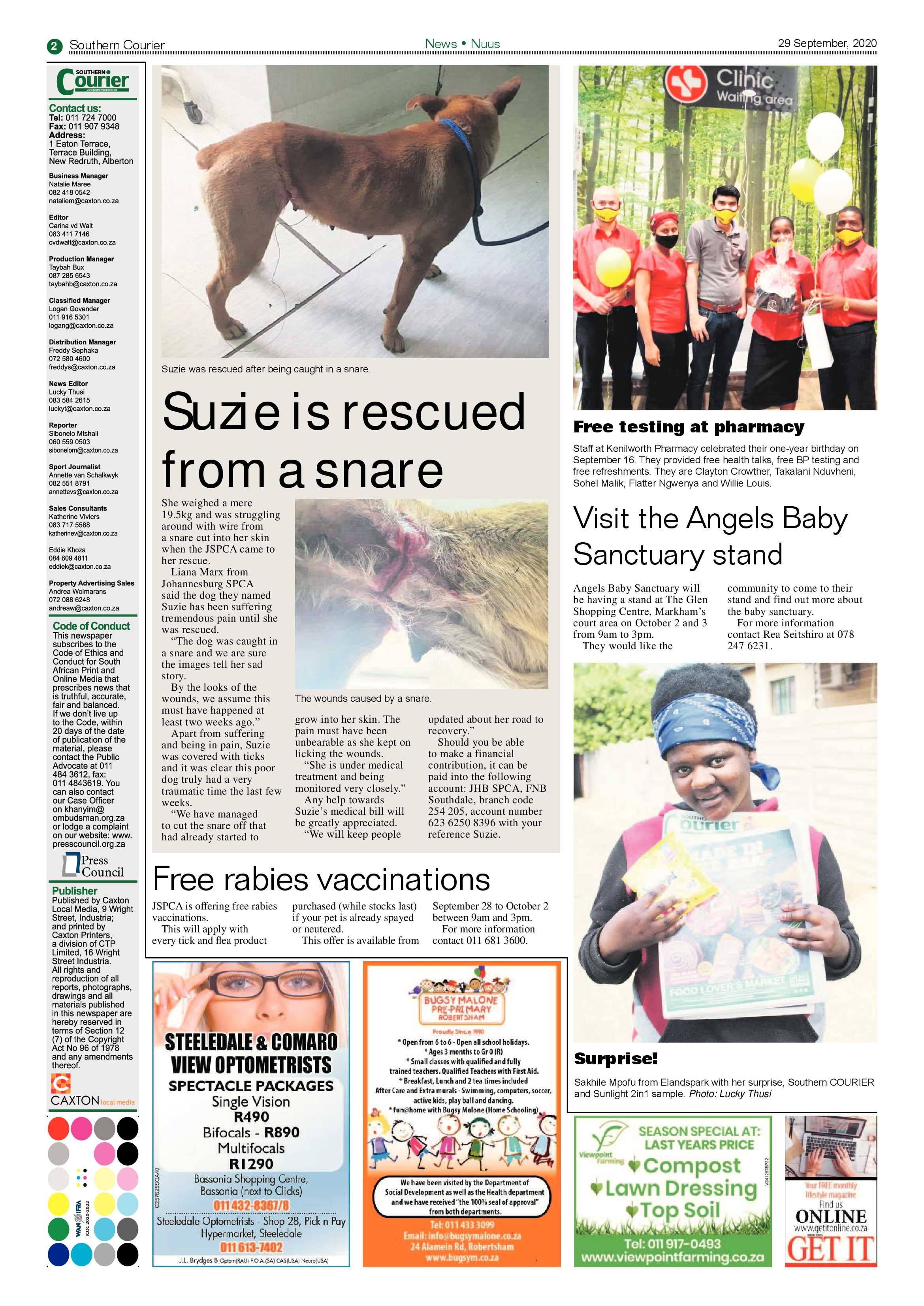 Southern Courier 29 September 2020 page 2