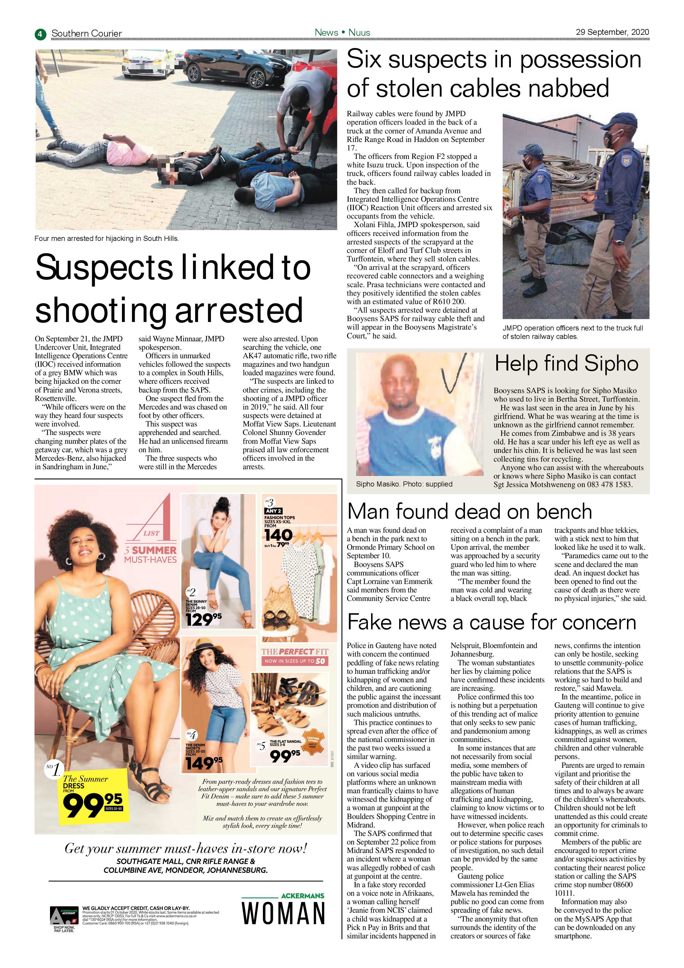 Southern Courier 29 September 2020 page 4