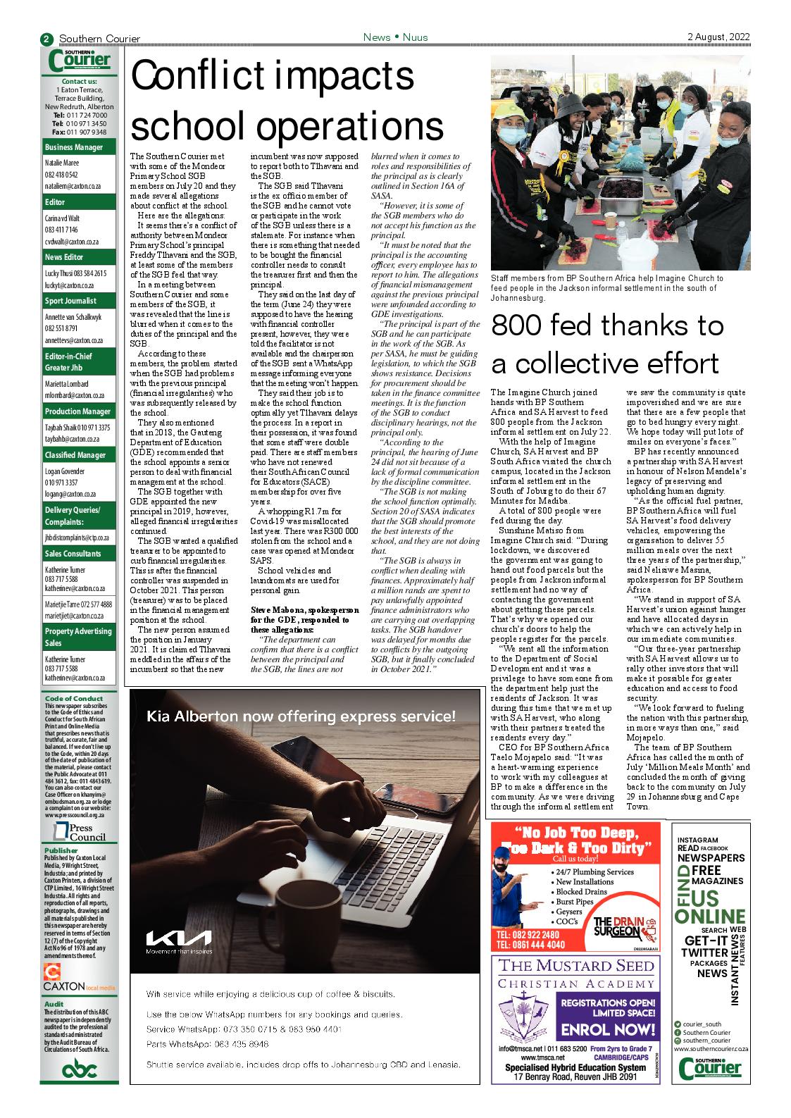 Southern Courier 2 Aug 2022 page 2