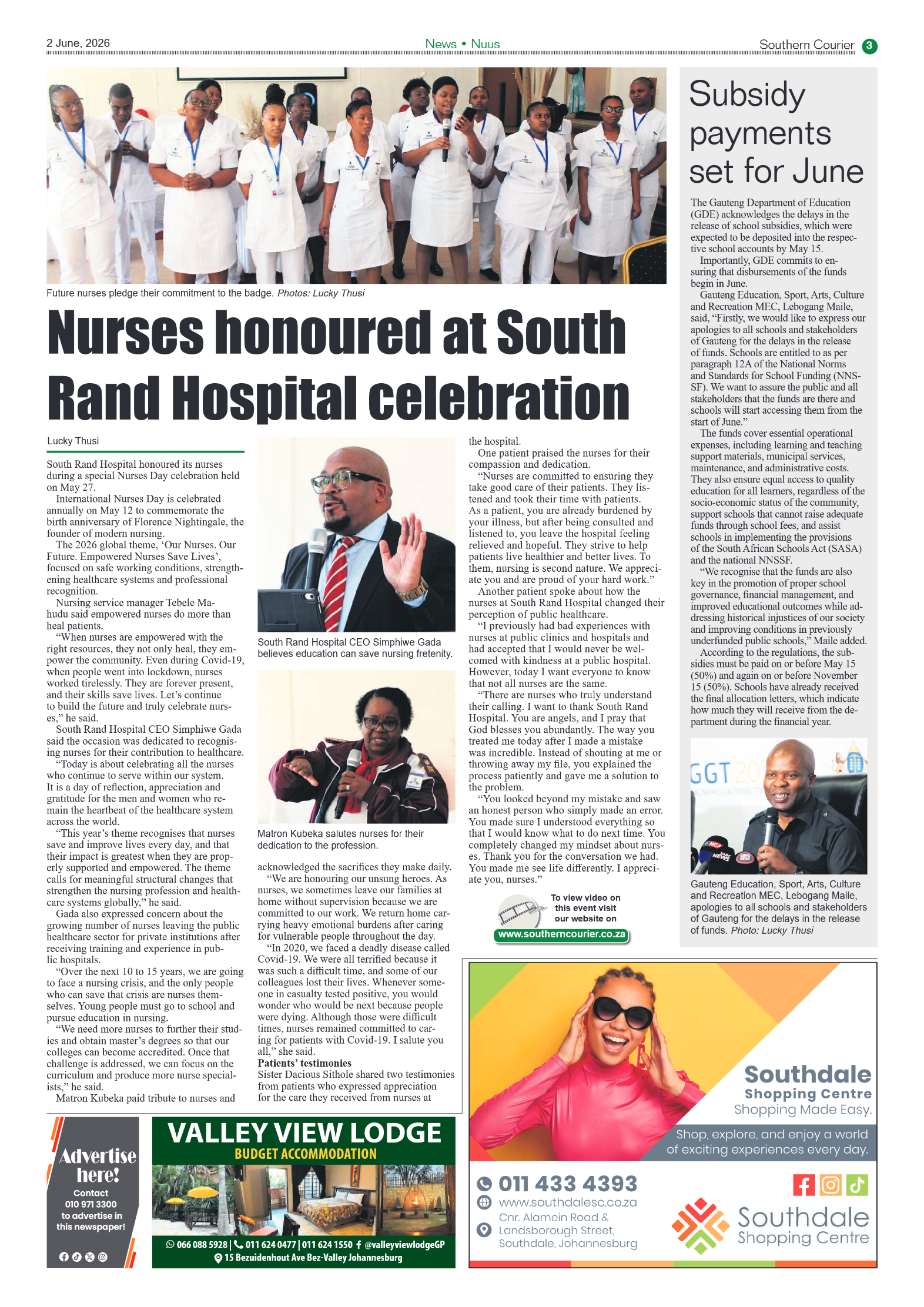 Southern Courier 2 June 2026 page 3