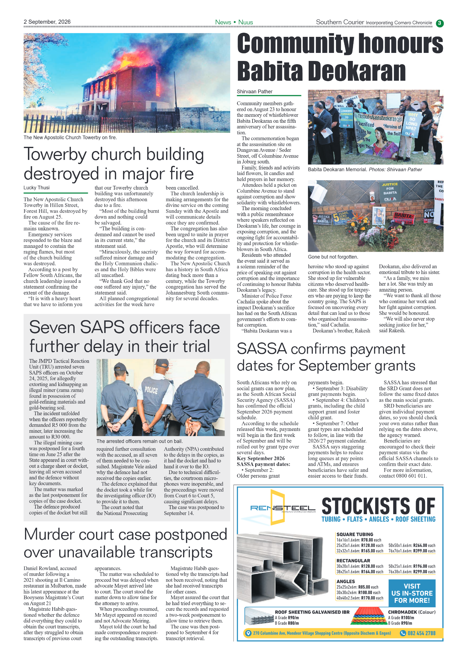 Southern Courier 2 September 2026 page 3