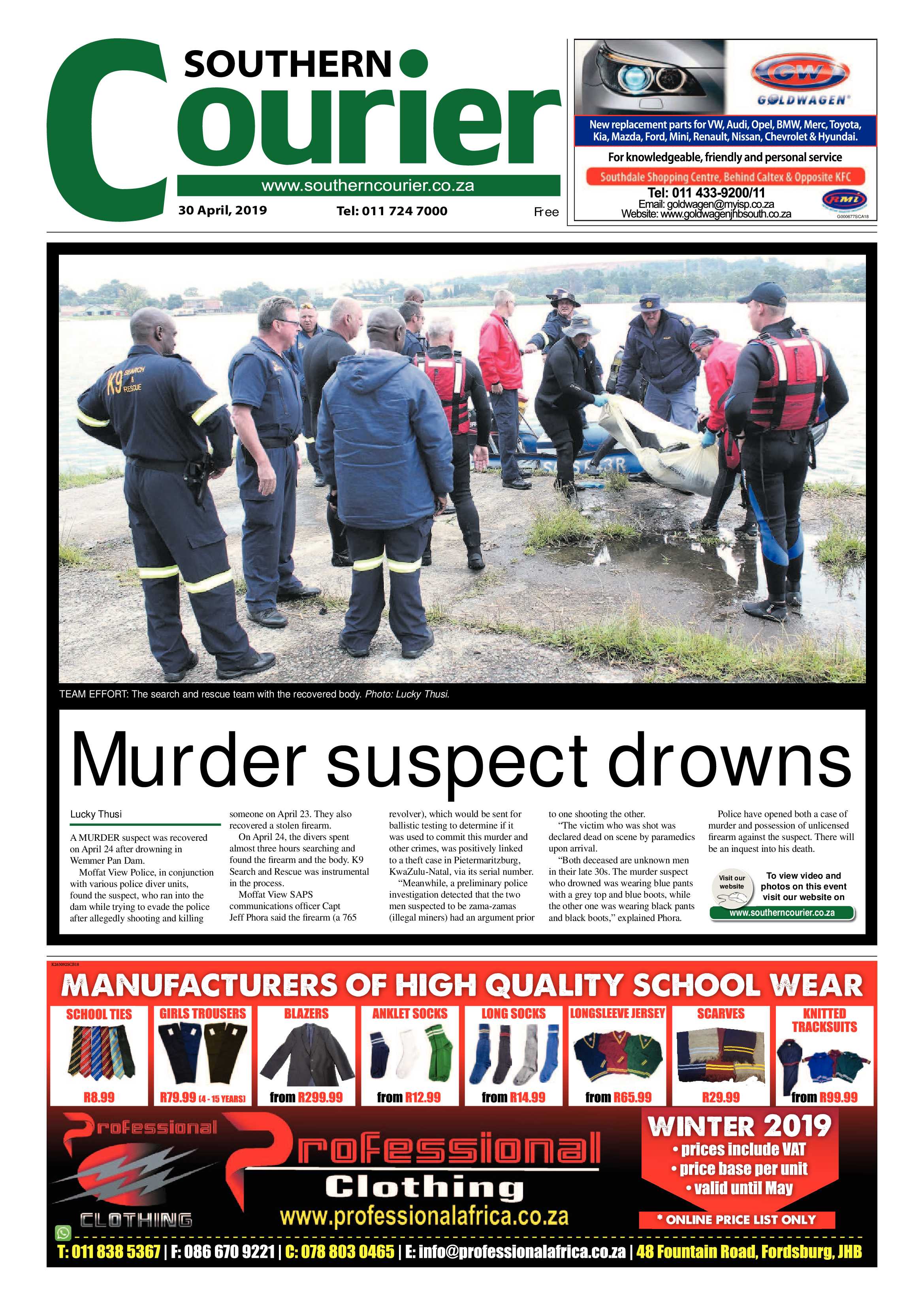 Southern Courier 30 April 2019 page 1