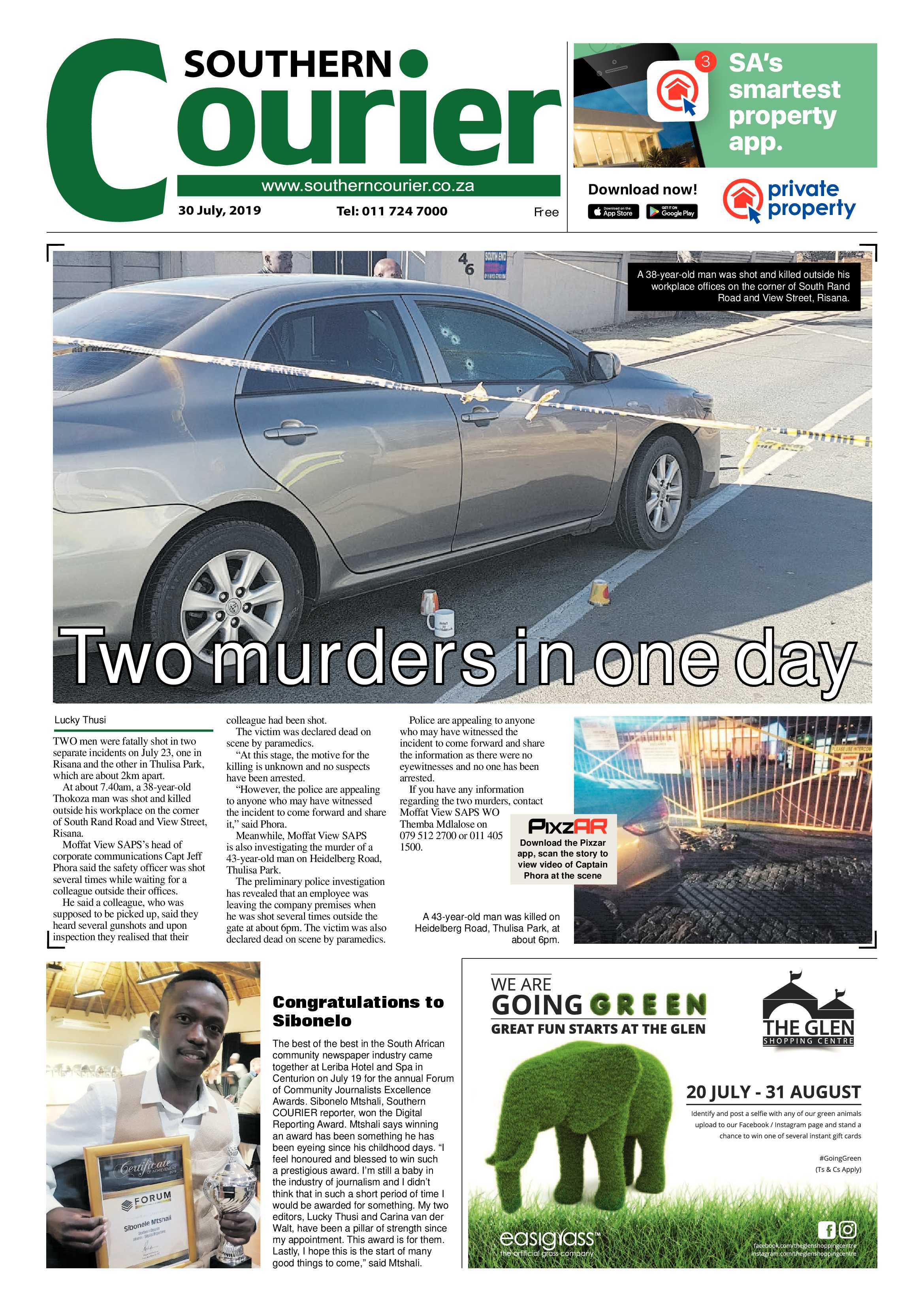 Southern Courier 30 July 2019 page 1