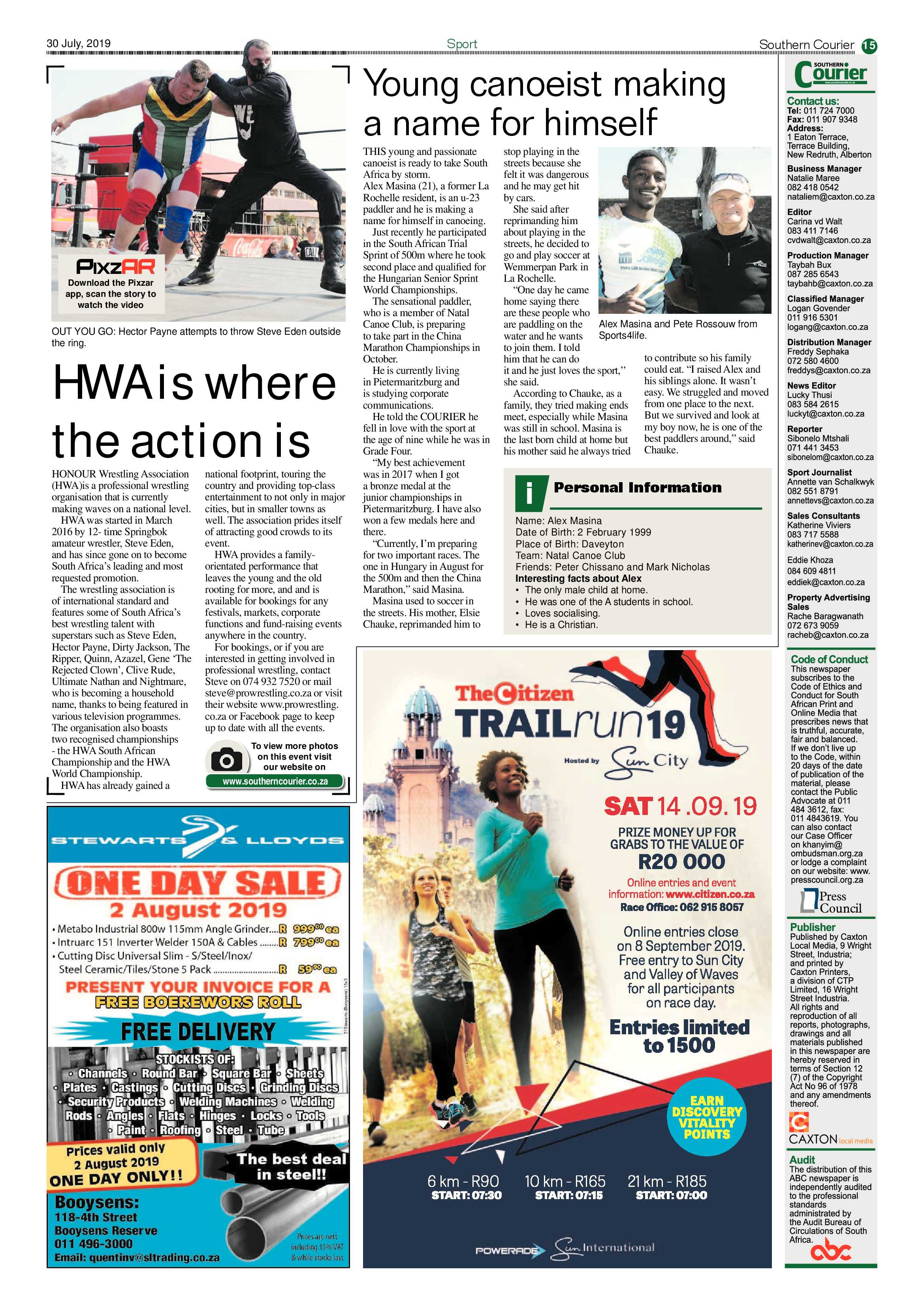 Southern Courier 30 July 2019 page 15
