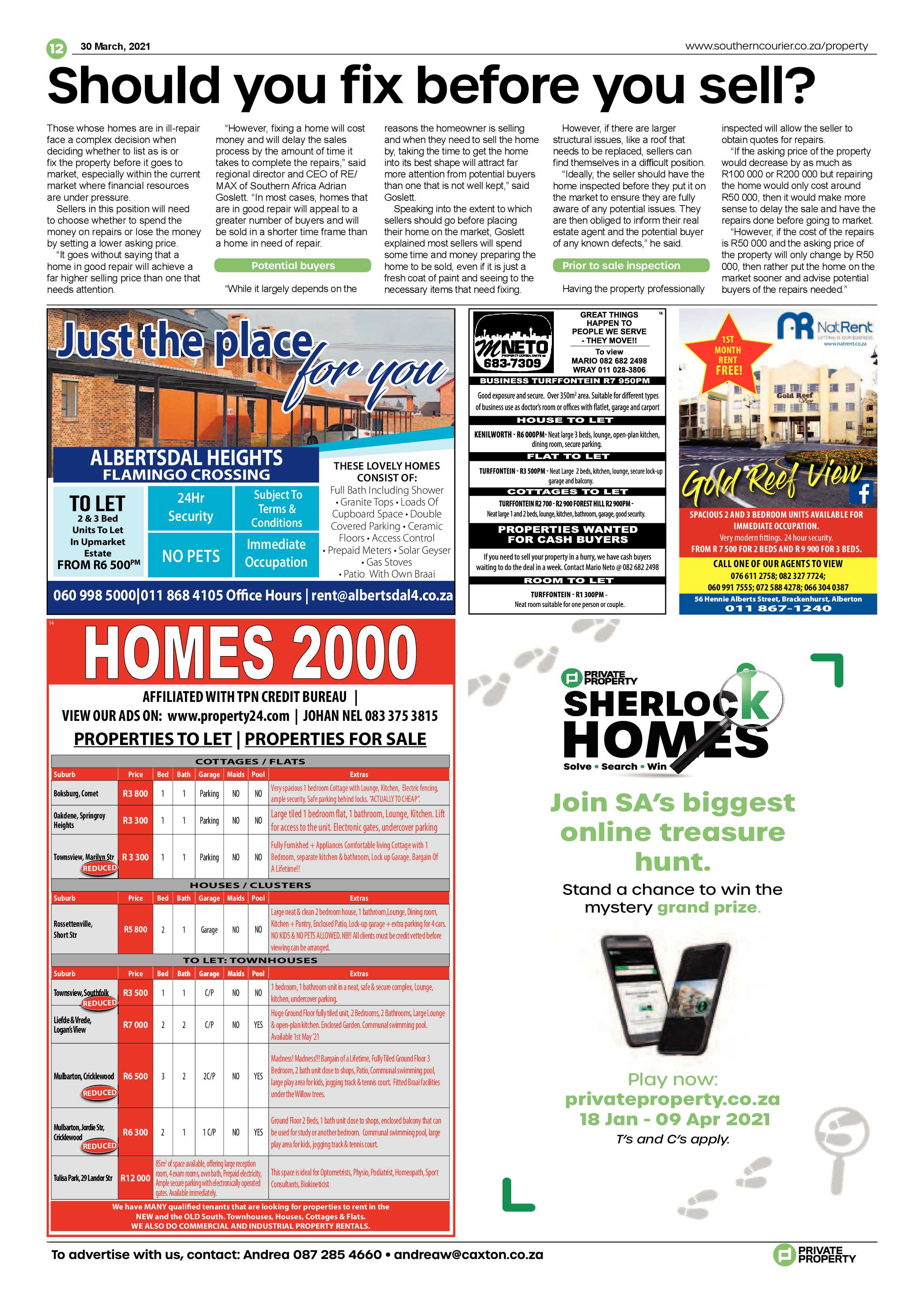 Southern Courier 30 March 2021 page 12